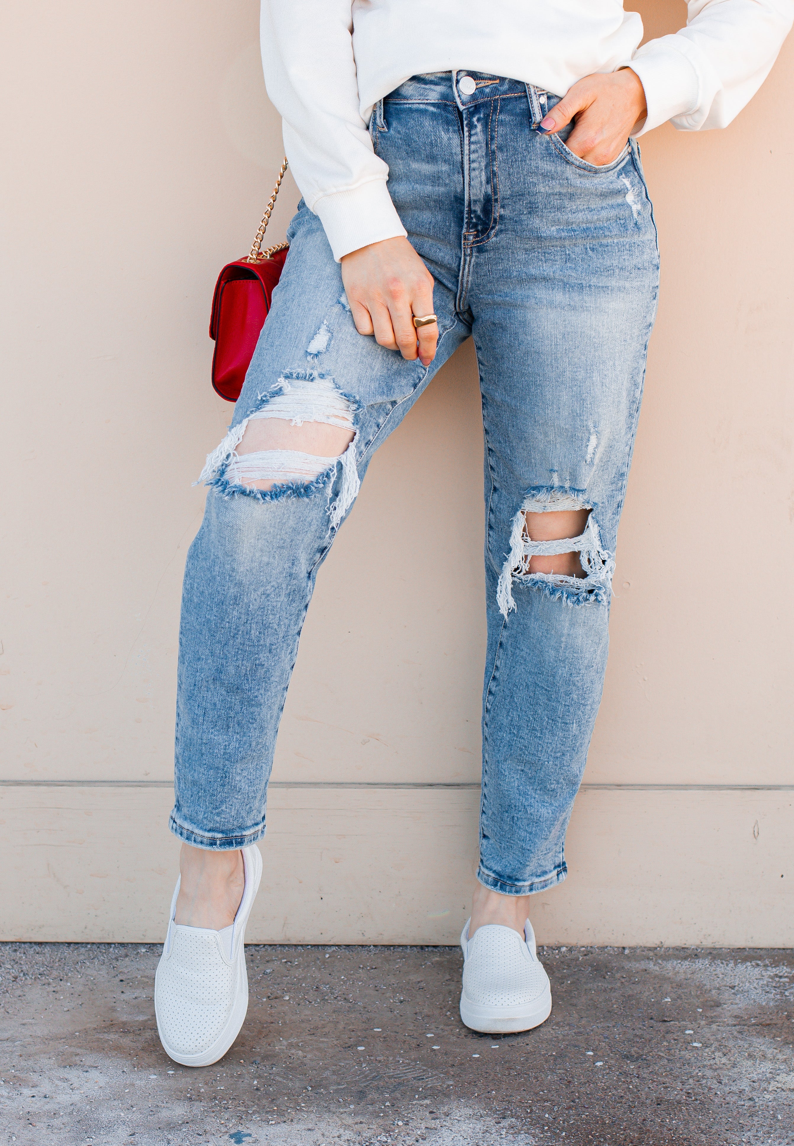 RISEN DENIM | Your New Go To High-Rise MOM Jean | PLUS/REG-Jeans-Krush Kandy, Women's Online Fashion Boutique Located in Phoenix, Arizona (Scottsdale Area)