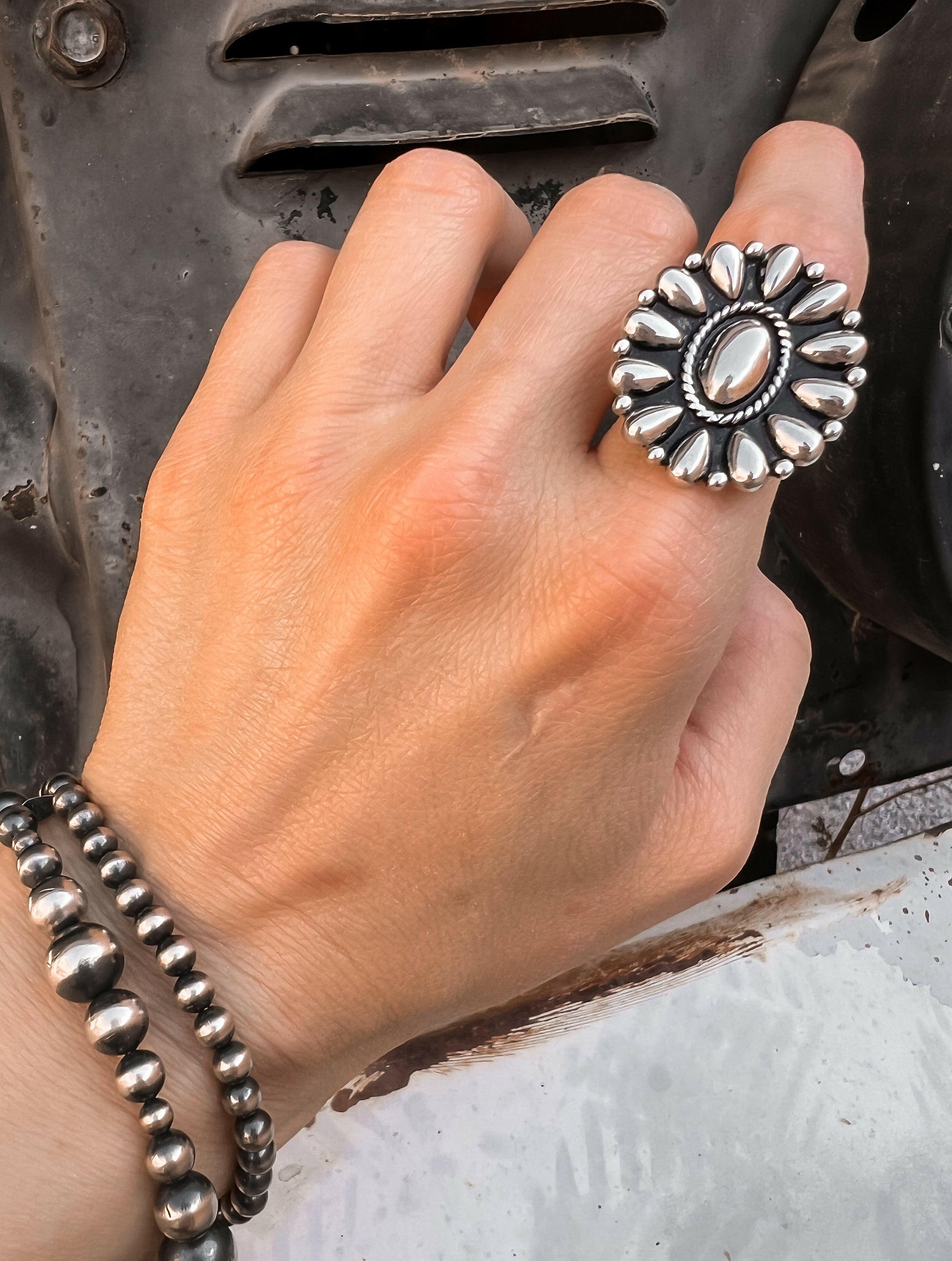 Sundown Petals Sterling Silver Ring & Earrings MADE TO ORDER-Cluster Rings-Krush Kandy, Women's Online Fashion Boutique Located in Phoenix, Arizona (Scottsdale Area)