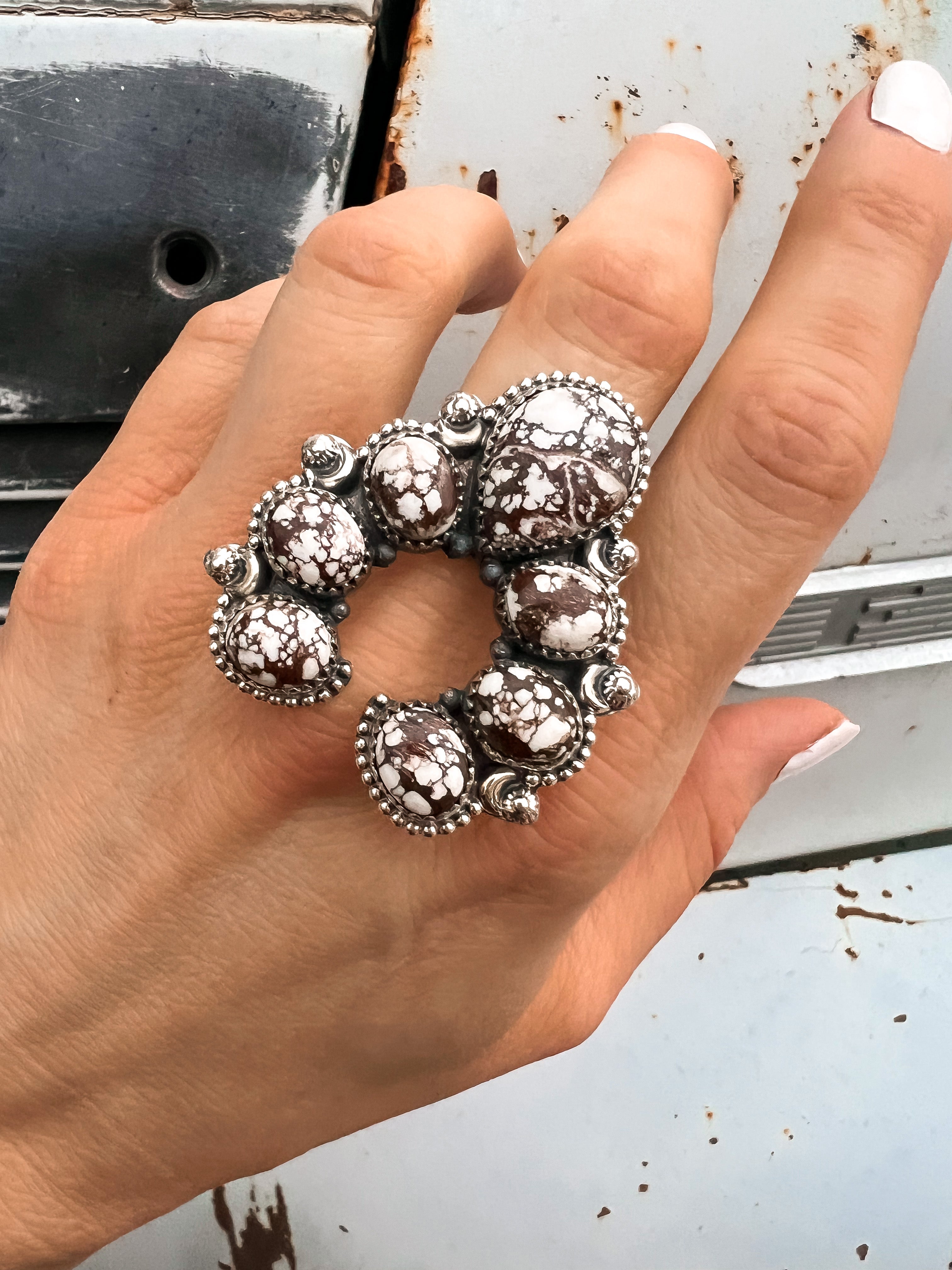 Squash Blossom Horseshoe Ring-Cluster Rings-Krush Kandy, Women's Online Fashion Boutique Located in Phoenix, Arizona (Scottsdale Area)