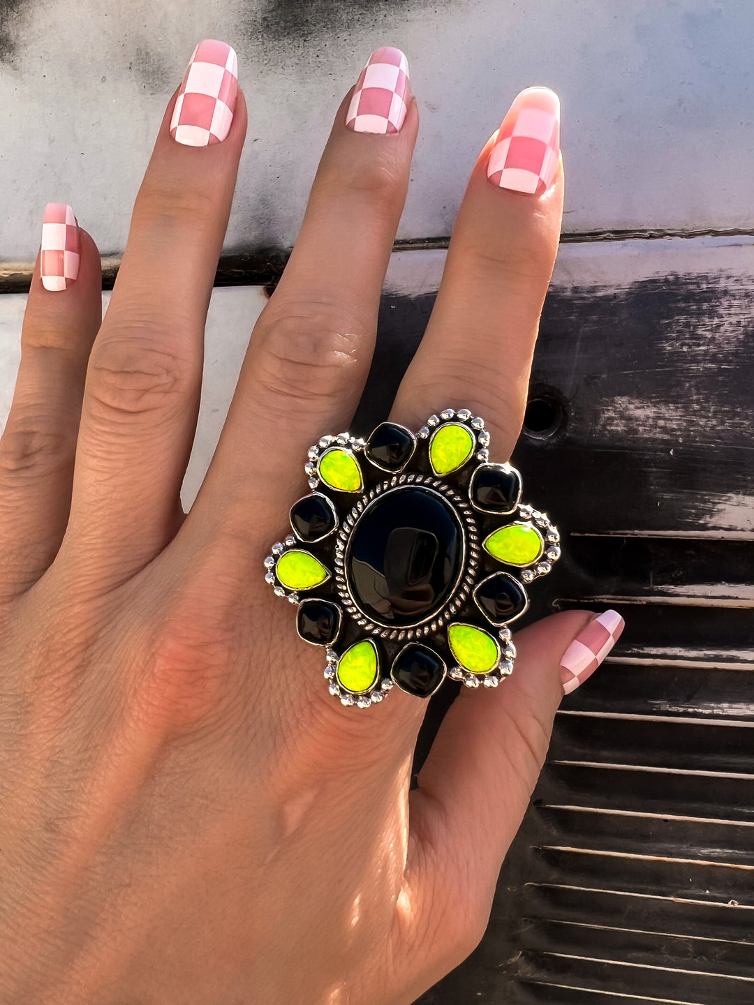 Krush Originals Portrait Mode Neon Opal & Black Onyx Ring-Rings-Krush Kandy, Women's Online Fashion Boutique Located in Phoenix, Arizona (Scottsdale Area)