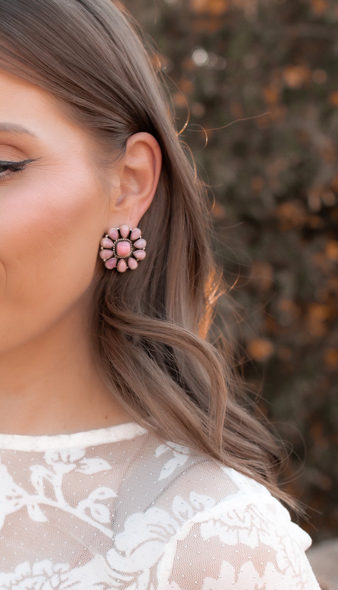 Pink Opal Square Cluster Earring-Earrings-Krush Kandy, Women's Online Fashion Boutique Located in Phoenix, Arizona (Scottsdale Area)