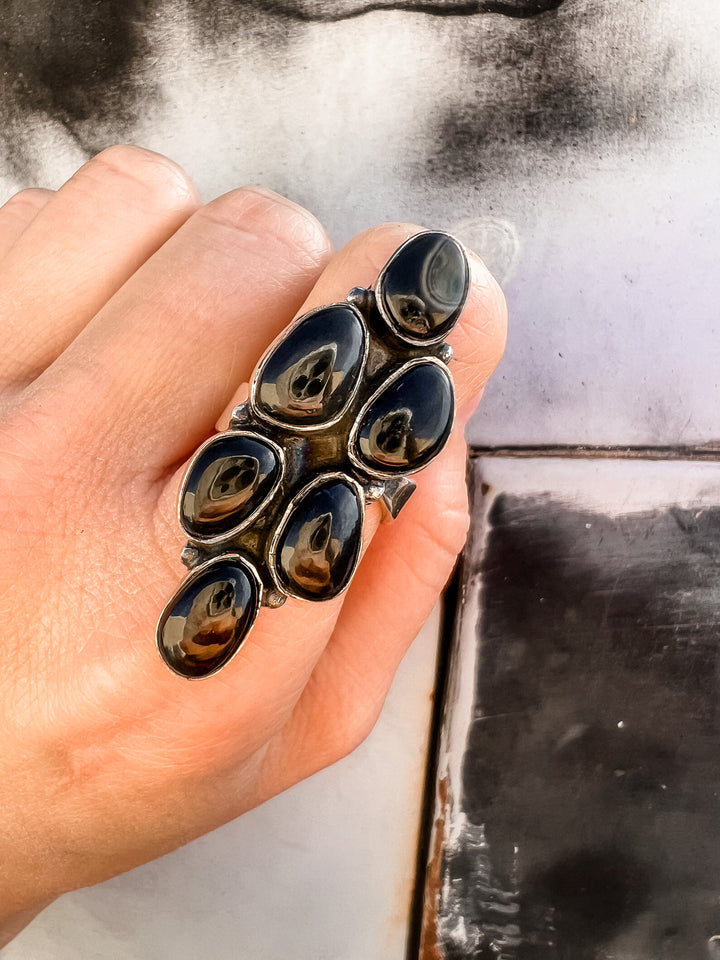 Kristyn's Black Onyx Crawler Ring | PREORDER-Rings-Krush Kandy, Women's Online Fashion Boutique Located in Phoenix, Arizona (Scottsdale Area)