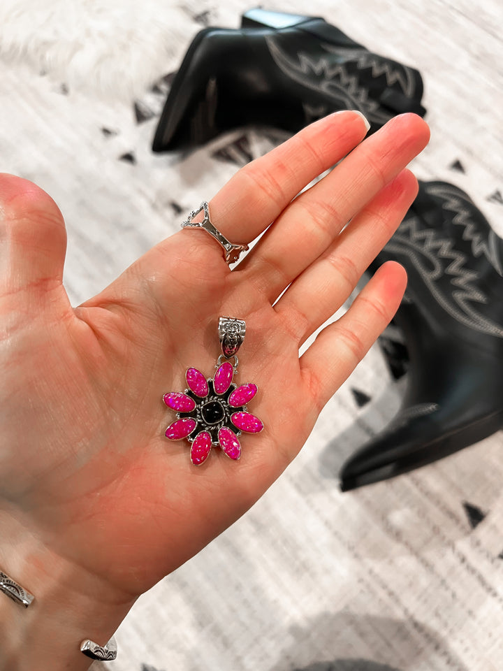 Krush Original | Neon Pink Opal & Black Onyx Pendant-Charms & Pendants-Krush Kandy, Women's Online Fashion Boutique Located in Phoenix, Arizona (Scottsdale Area)