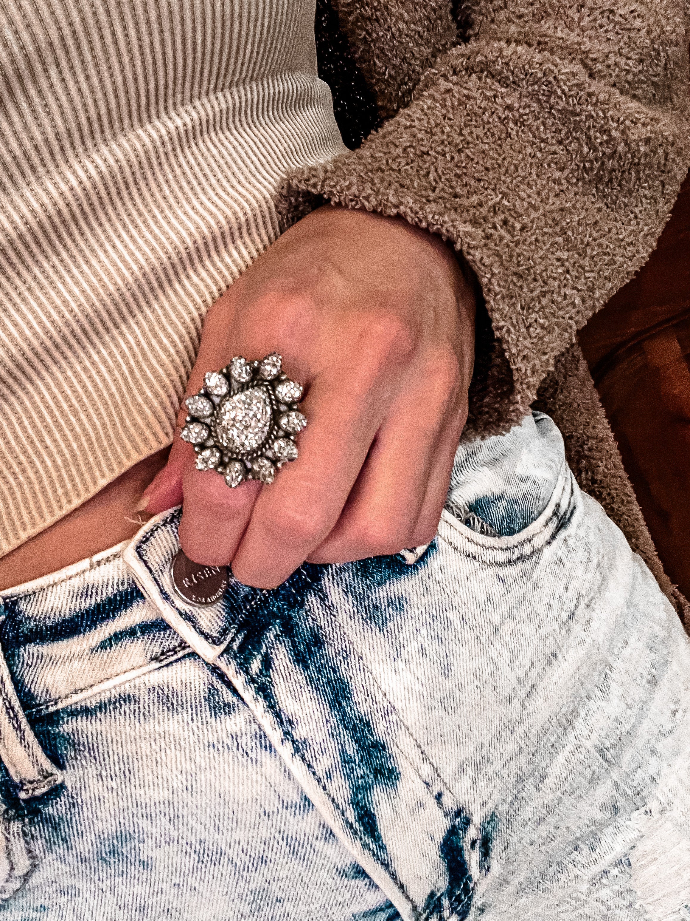 Sparkle Your Way Druzy Sterling Silver Cluster Ring-Cluster Rings-Krush Kandy, Women's Online Fashion Boutique Located in Phoenix, Arizona (Scottsdale Area)