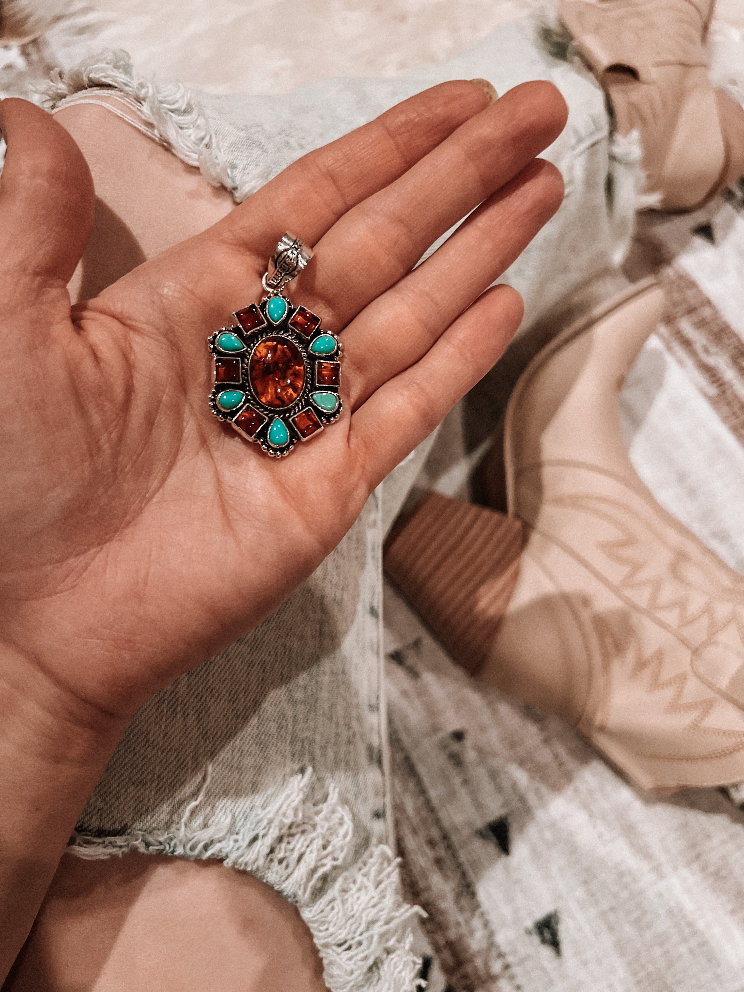 Ambers Meadow & Turquoise Pendant | Krush Kandy Original-Charms & Pendants-Krush Kandy, Women's Online Fashion Boutique Located in Phoenix, Arizona (Scottsdale Area)