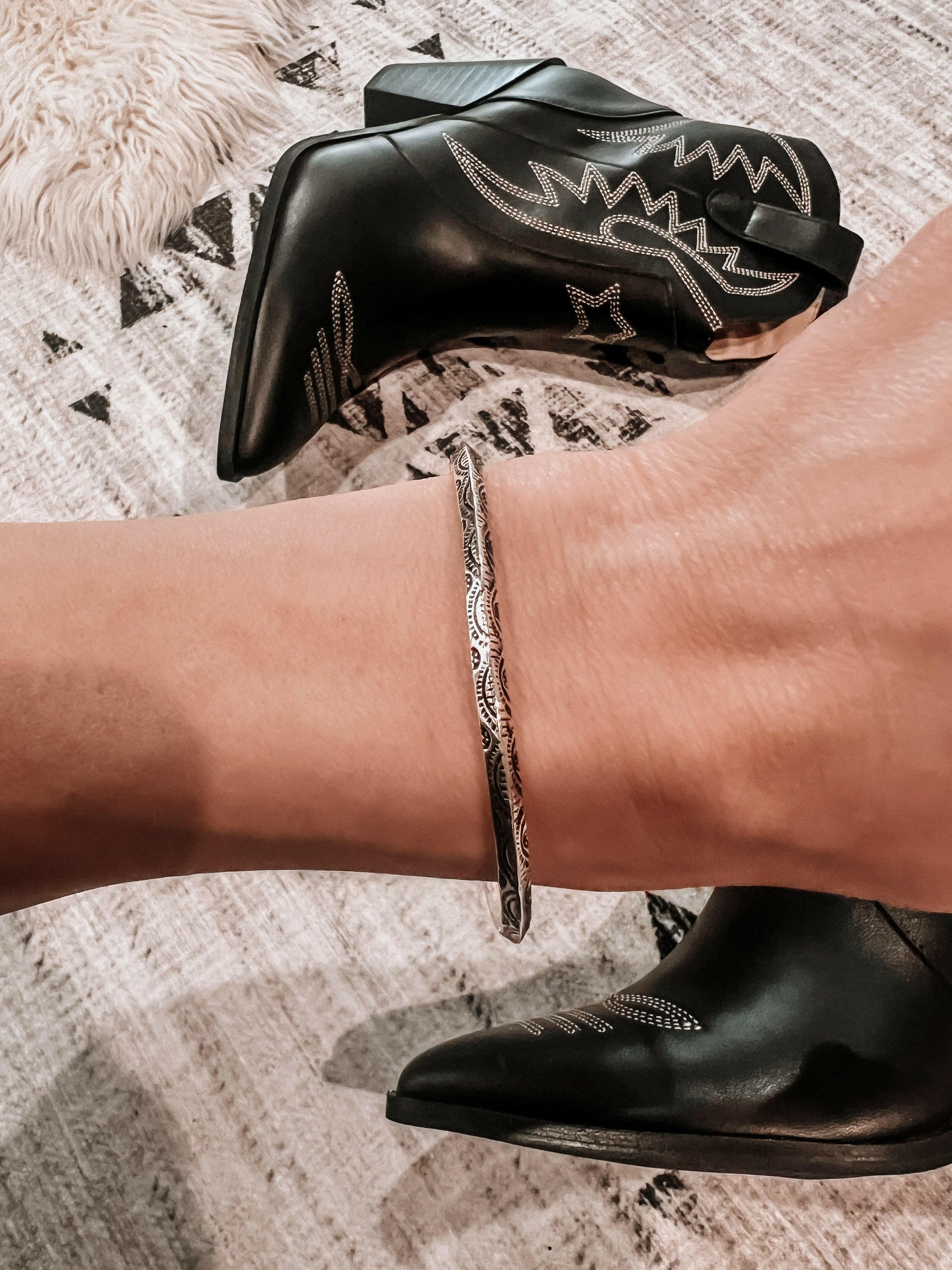 Krush Kandy Original Detailed Sterling Silver Cuff-Bangle Bracelets-Krush Kandy, Women's Online Fashion Boutique Located in Phoenix, Arizona (Scottsdale Area)