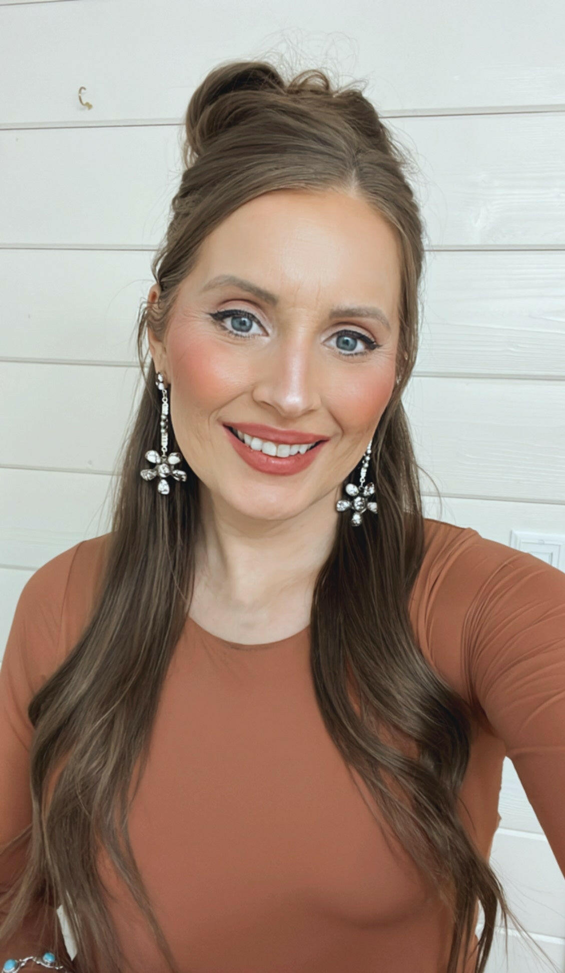 Soul Sister Flower Sterling Silver & Stone Earrings MADE TO ORDER-Drop Earrings-Krush Kandy, Women's Online Fashion Boutique Located in Phoenix, Arizona (Scottsdale Area)