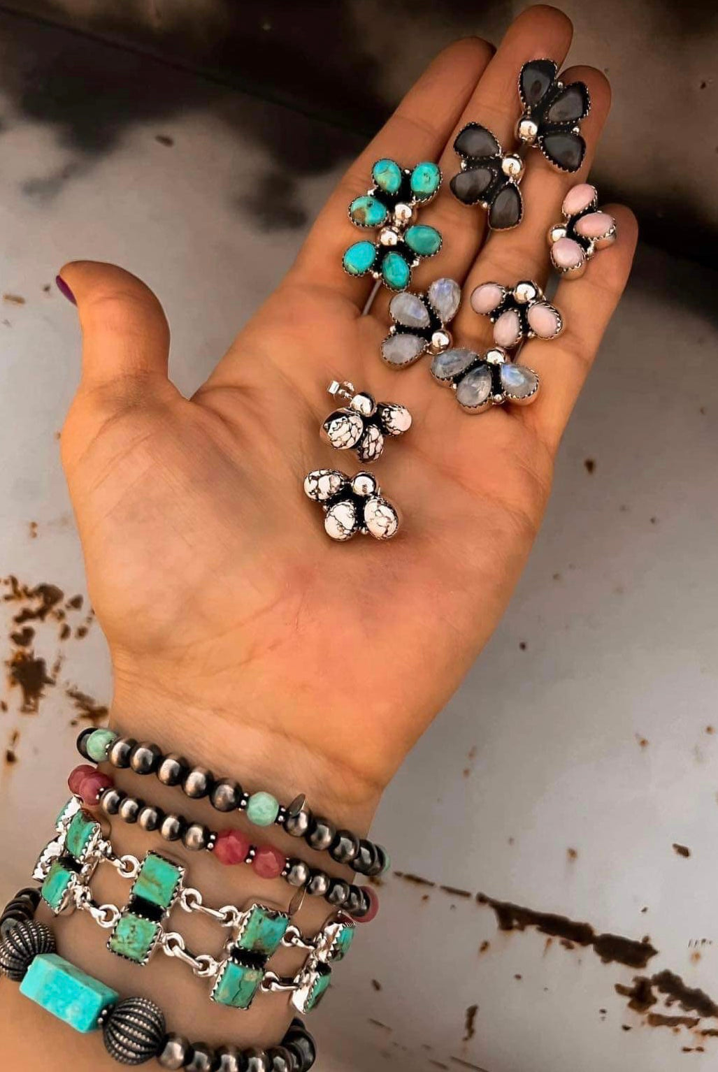 Mini 3 Stone Cluster Earrings-earrings-Krush Kandy, Women's Online Fashion Boutique Located in Phoenix, Arizona (Scottsdale Area)