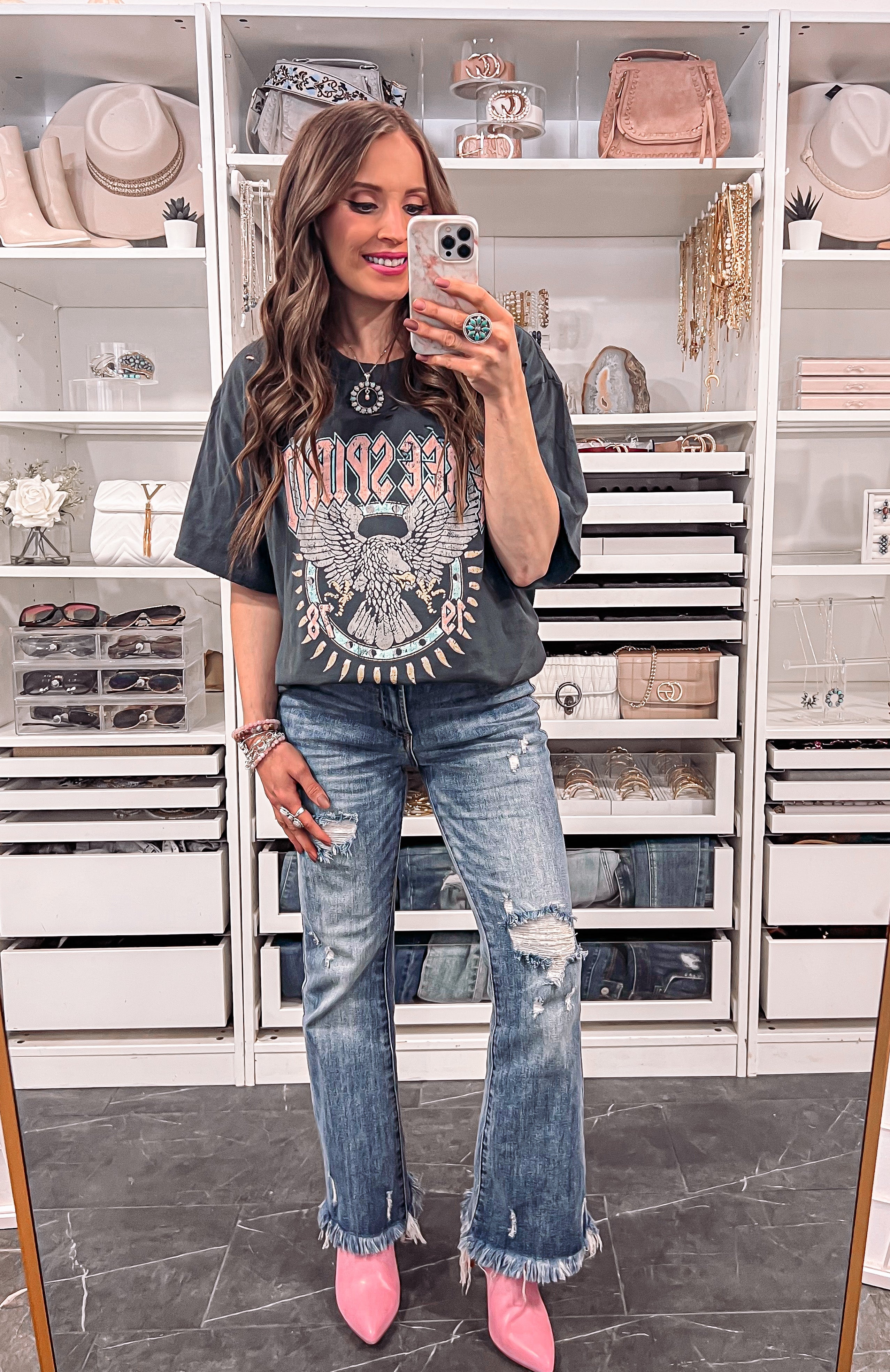 RISEN Fun and Fab Mid Rise Distressed Flare Jean | 2 Washes, Reg/Plus-Jeans-Krush Kandy, Women's Online Fashion Boutique Located in Phoenix, Arizona (Scottsdale Area)