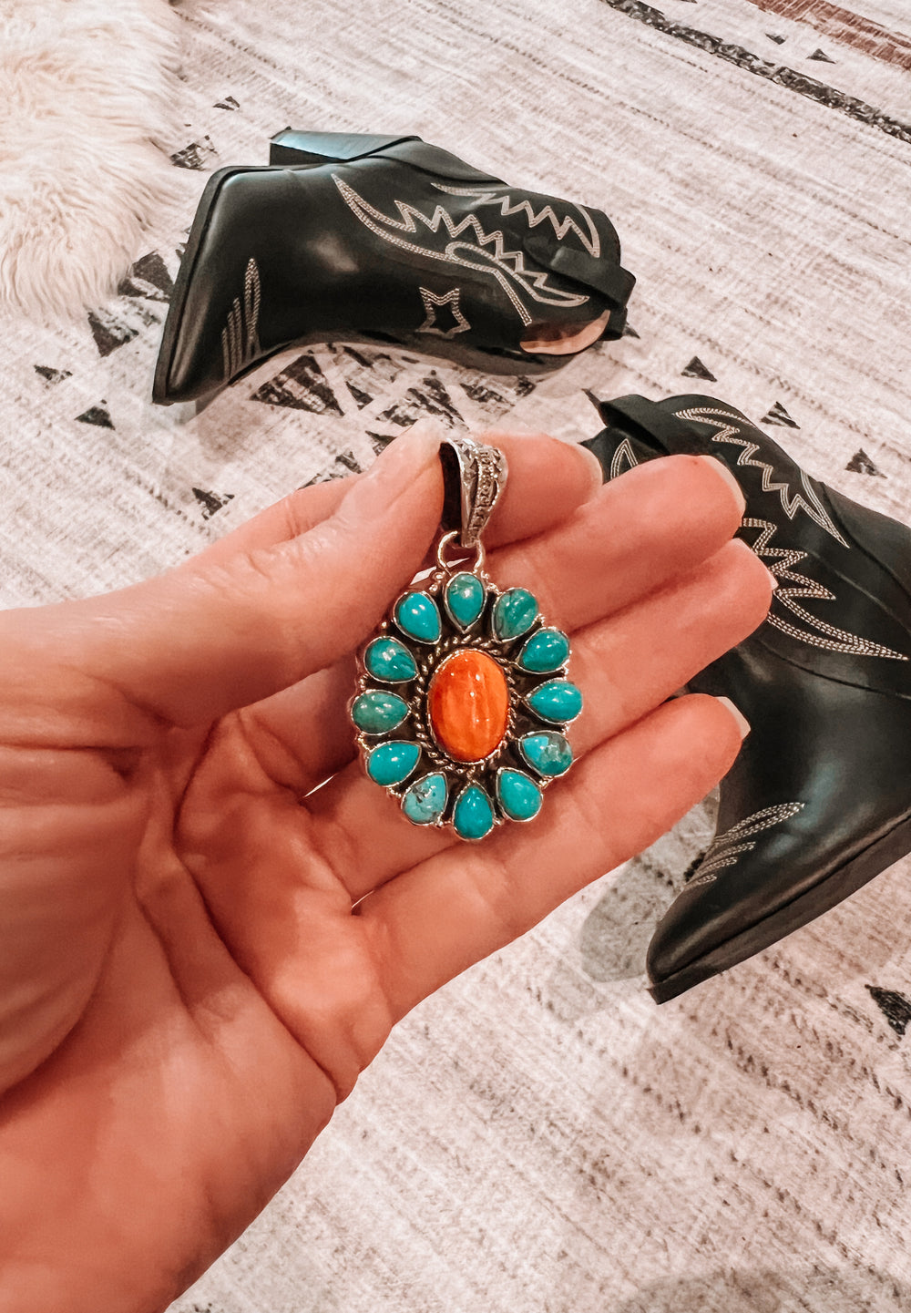 Turquoise & Spiny Oyster Pendant-Charms & Pendants-Krush Kandy, Women's Online Fashion Boutique Located in Phoenix, Arizona (Scottsdale Area)