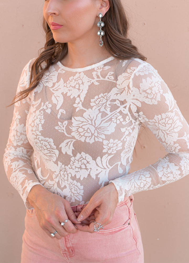 Floral Lace Mesh Bodysuit | 3 Colors-Bodysuits-Krush Kandy, Women's Online Fashion Boutique Located in Phoenix, Arizona (Scottsdale Area)