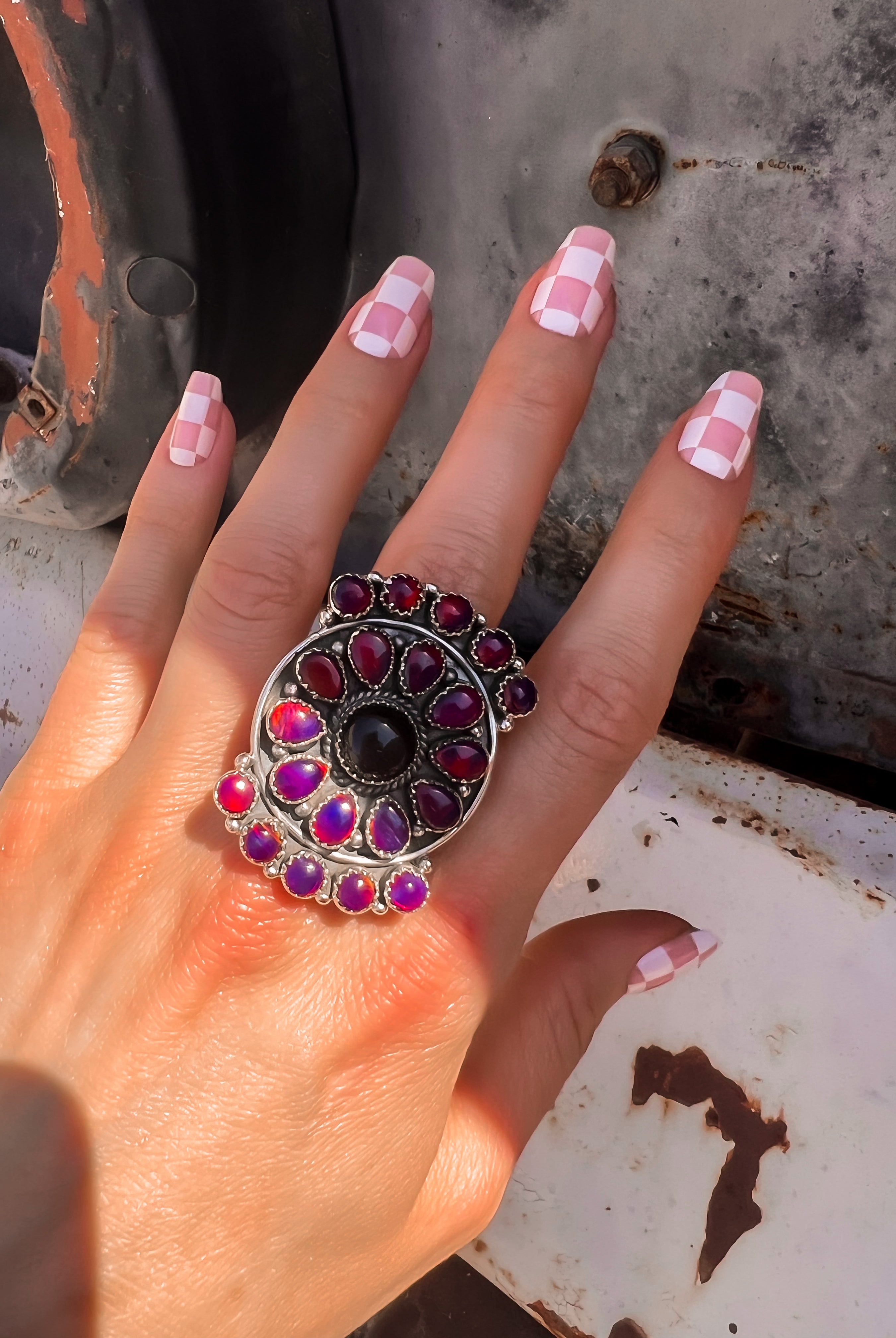 Pomegranate Burst Sterling Silver Ring | PRE ORDER NOW OPEN!-Rings-Krush Kandy, Women's Online Fashion Boutique Located in Phoenix, Arizona (Scottsdale Area)
