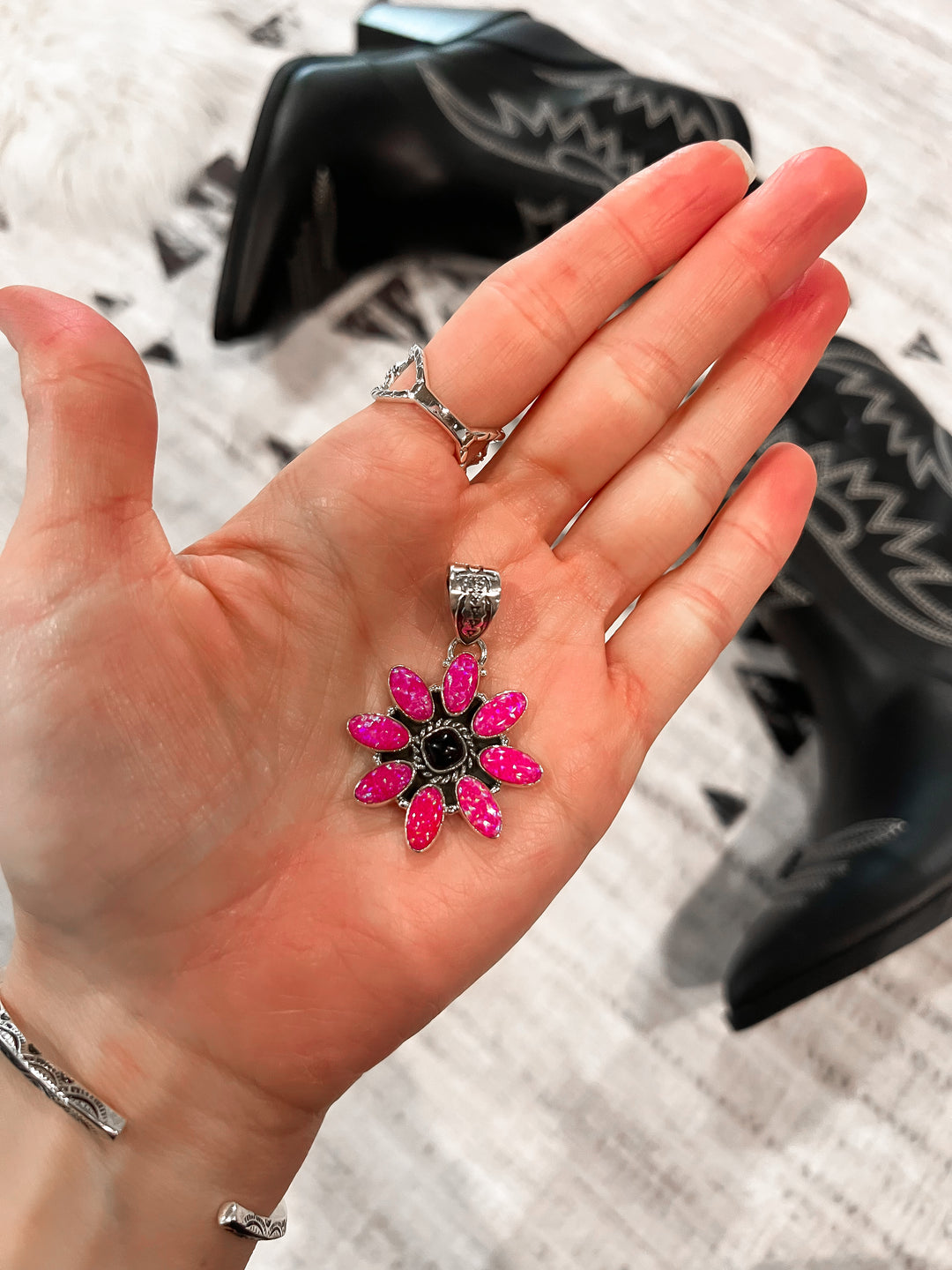 Krush Original | Neon Pink Opal & Black Onyx Pendant-Charms & Pendants-Krush Kandy, Women's Online Fashion Boutique Located in Phoenix, Arizona (Scottsdale Area)