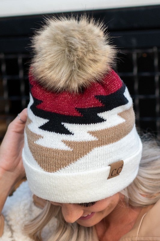 Latest Trend Aztec Pom Beanie-Hats-Krush Kandy, Women's Online Fashion Boutique Located in Phoenix, Arizona (Scottsdale Area)