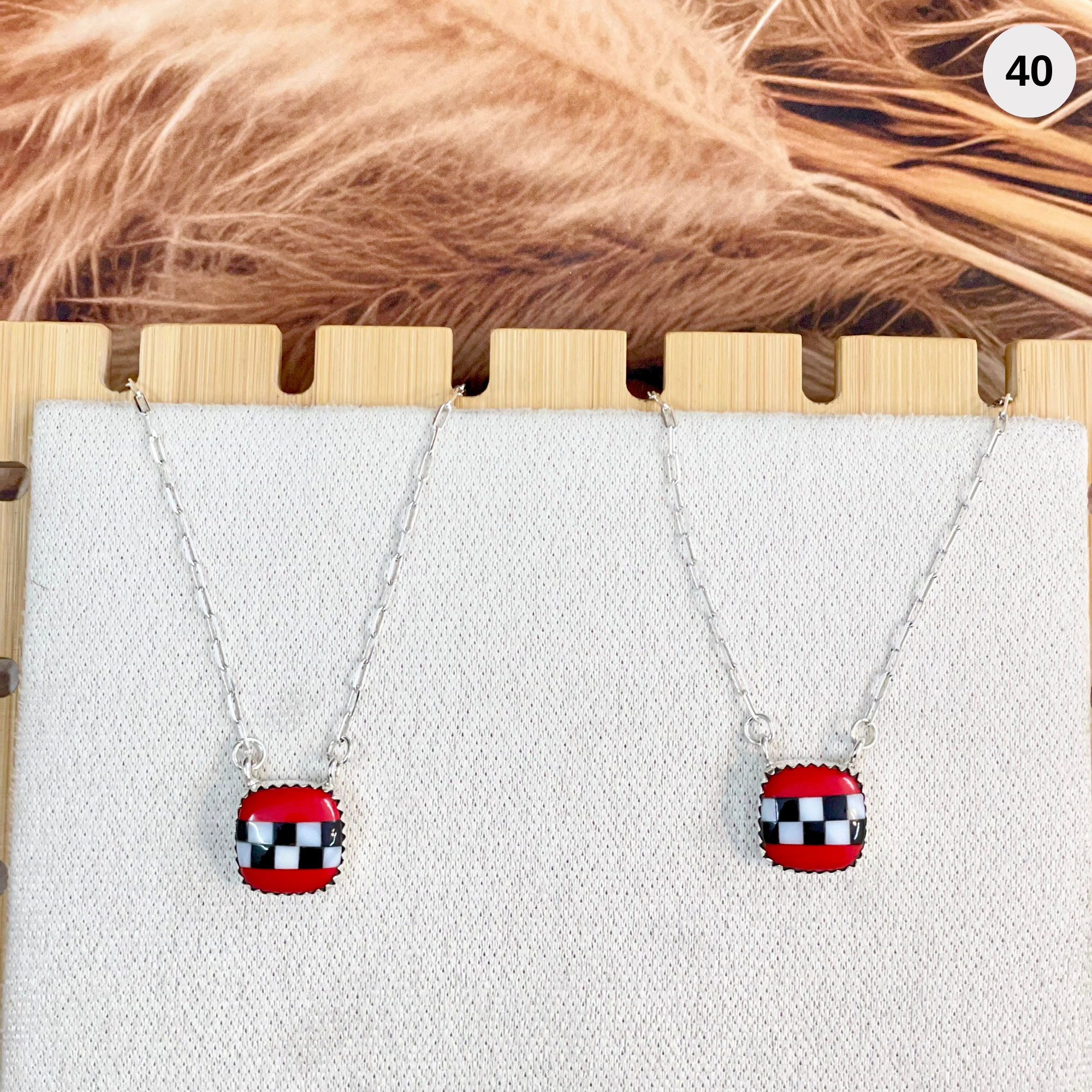 Rodeo Red Checkered Necklace-Necklaces-Krush Kandy, Women's Online Fashion Boutique Located in Phoenix, Arizona (Scottsdale Area)