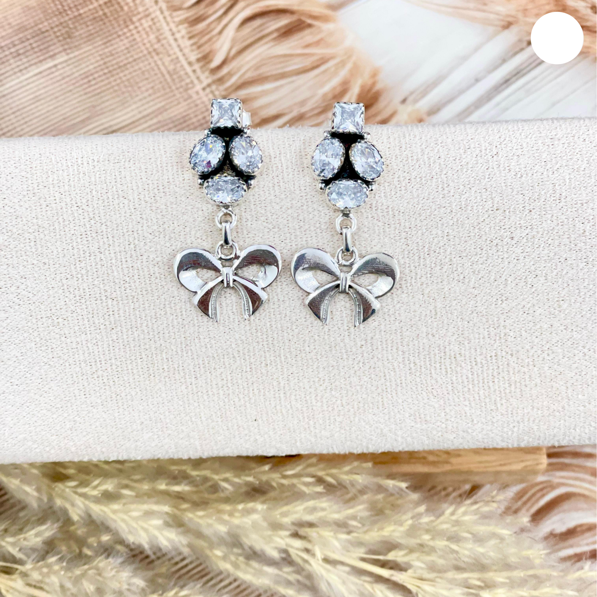 Crystal Cluster & Sterling Bow Earrings-Stud Earrings-Krush Kandy, Women's Online Fashion Boutique Located in Phoenix, Arizona (Scottsdale Area)