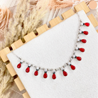 Red Opal & Crystal Sterling Silver Necklace-Chain Necklaces-Krush Kandy, Women's Online Fashion Boutique Located in Phoenix, Arizona (Scottsdale Area)