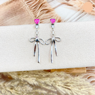 PREORDER Multi Stone & Bow Sterling Silver Earrings-Stud Earrings-Krush Kandy, Women's Online Fashion Boutique Located in Phoenix, Arizona (Scottsdale Area)