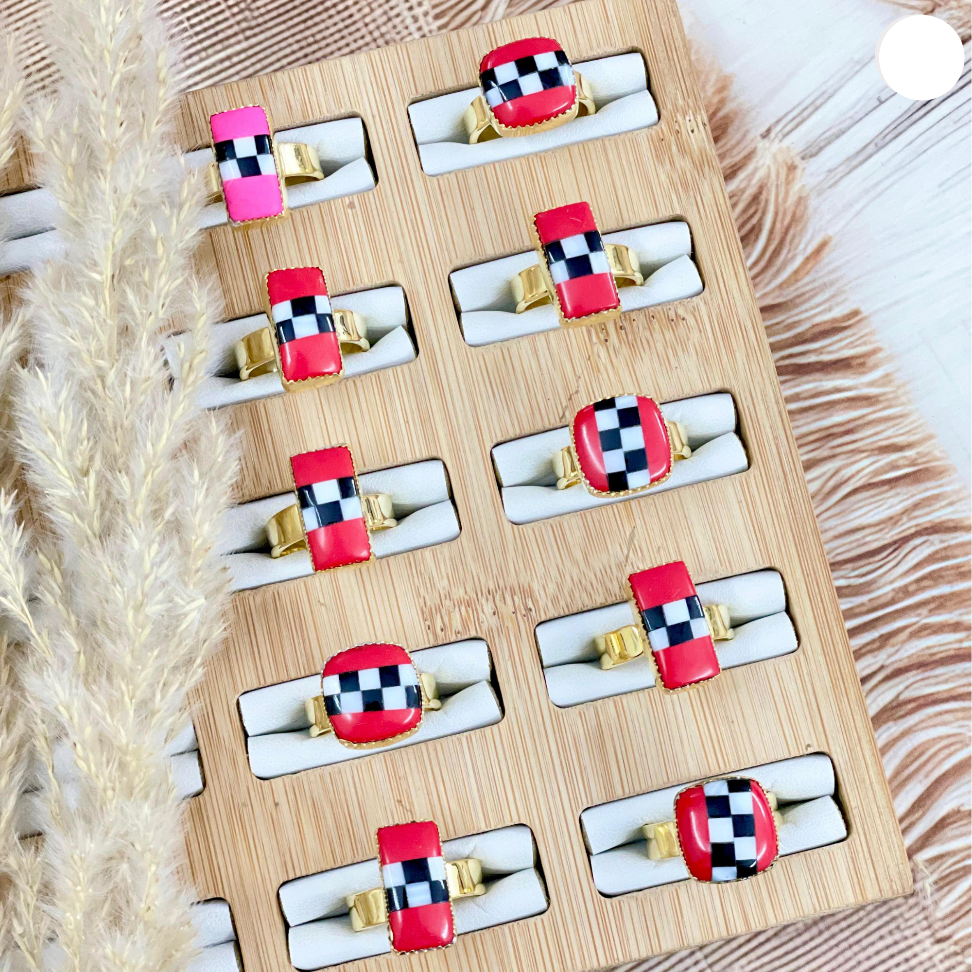 Gold Checkered Slab Stone Rings-Ring Sizers-Krush Kandy, Women's Online Fashion Boutique Located in Phoenix, Arizona (Scottsdale Area)