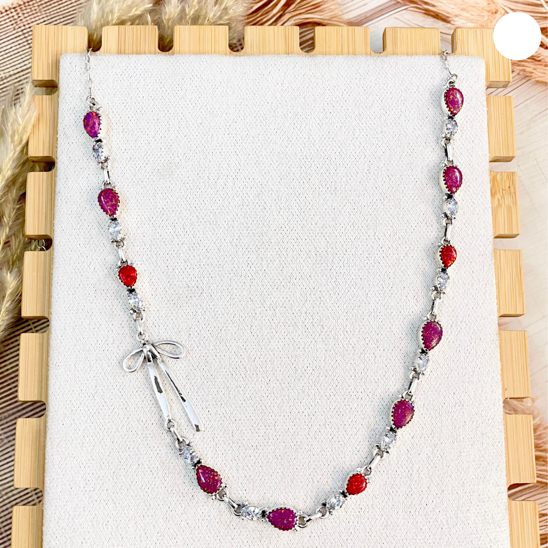 Opal Dreams Bow Necklace-Chain Necklaces-Krush Kandy, Women's Online Fashion Boutique Located in Phoenix, Arizona (Scottsdale Area)