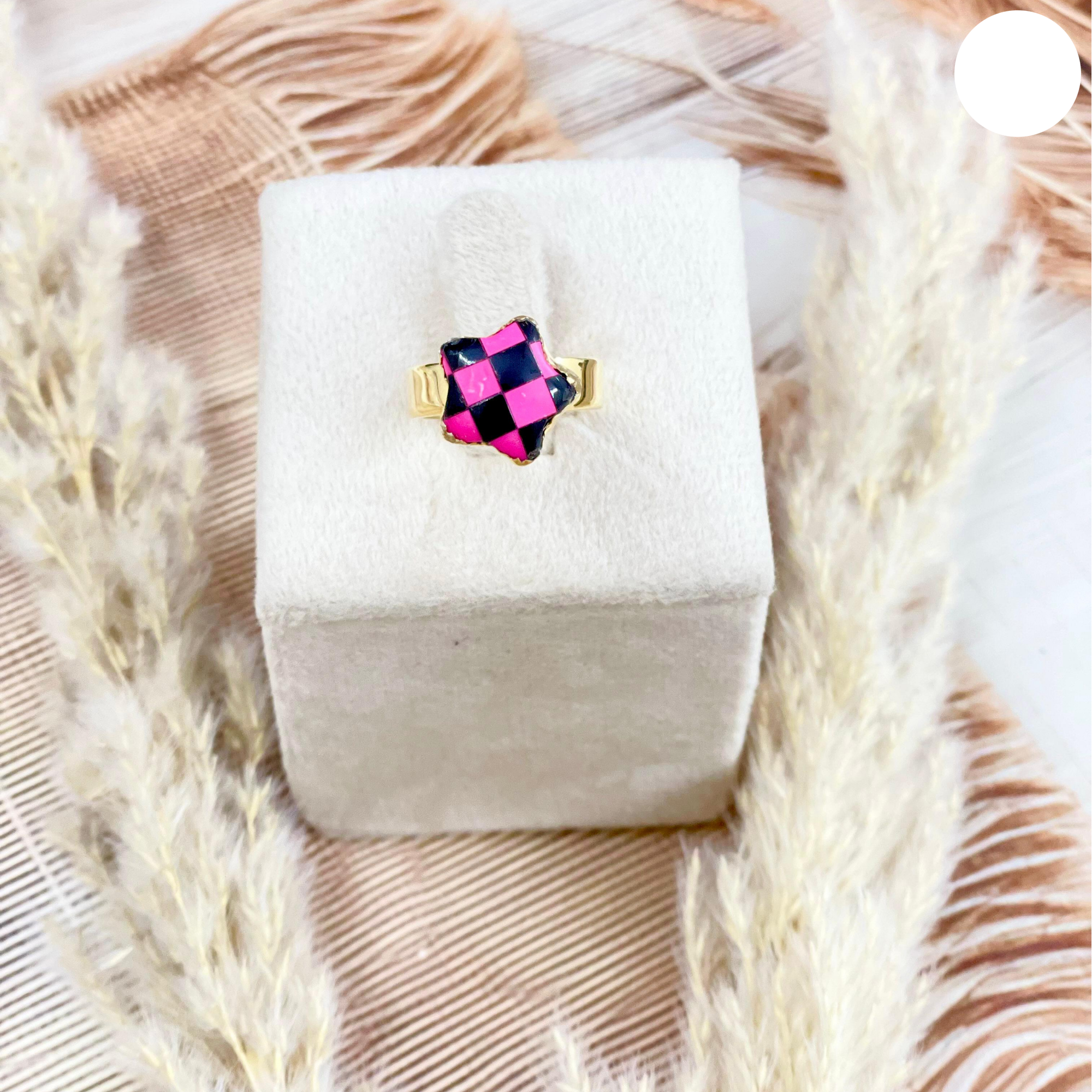 Krush Gold Hot Pink Sterling Silver Checkered Rings-Ring Sizers-Krush Kandy, Women's Online Fashion Boutique Located in Phoenix, Arizona (Scottsdale Area)