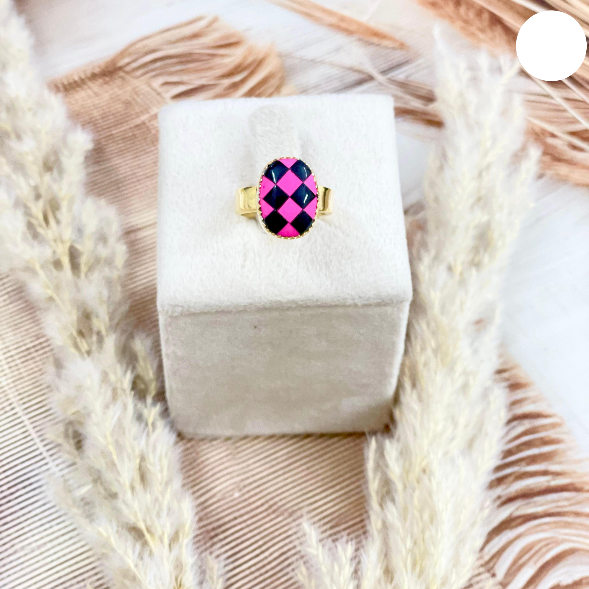 Krush Gold Hot Pink Sterling Silver Checkered Rings-Ring Sizers-Krush Kandy, Women's Online Fashion Boutique Located in Phoenix, Arizona (Scottsdale Area)