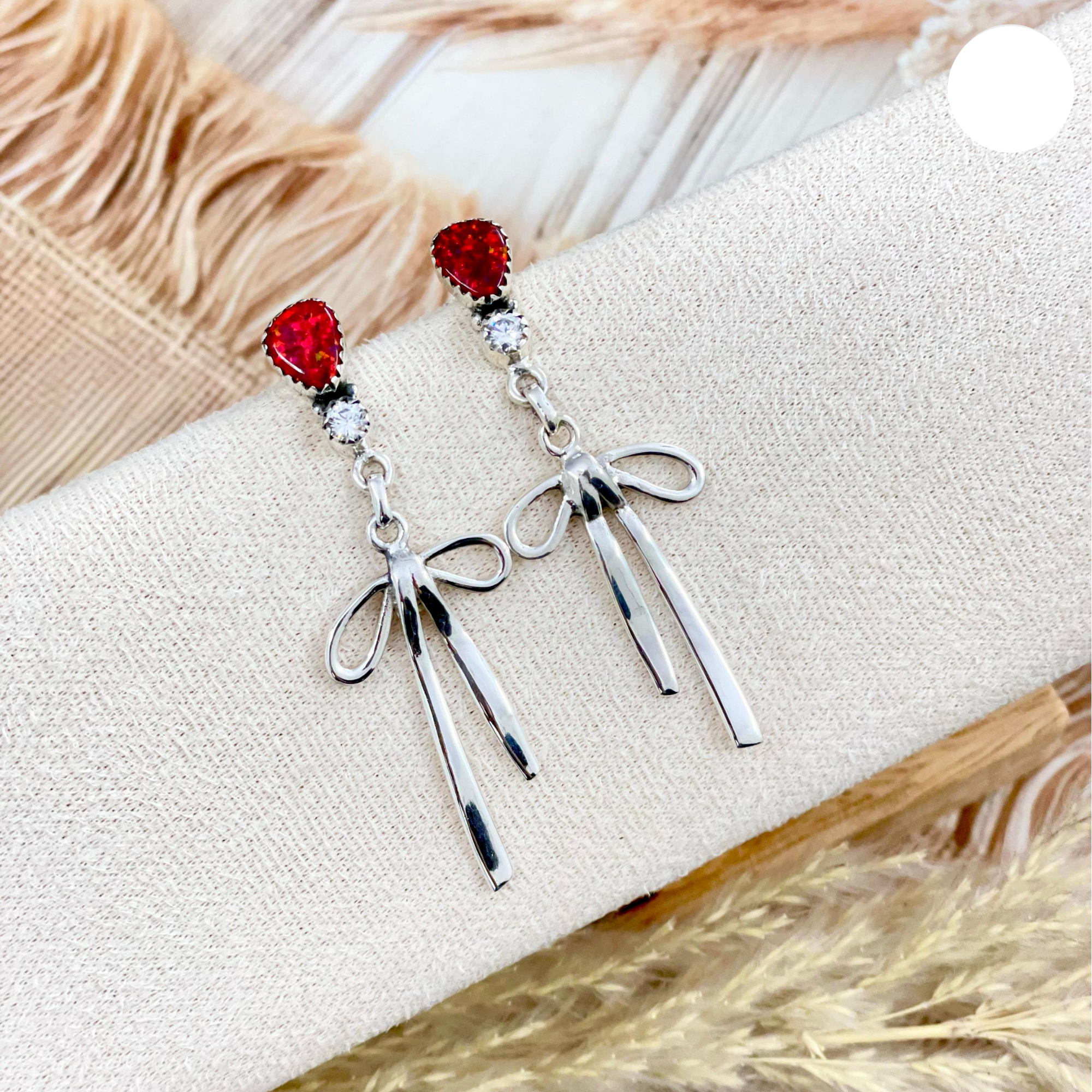 PREORDER Multi Stone & Bow Sterling Silver Earrings-Stud Earrings-Krush Kandy, Women's Online Fashion Boutique Located in Phoenix, Arizona (Scottsdale Area)