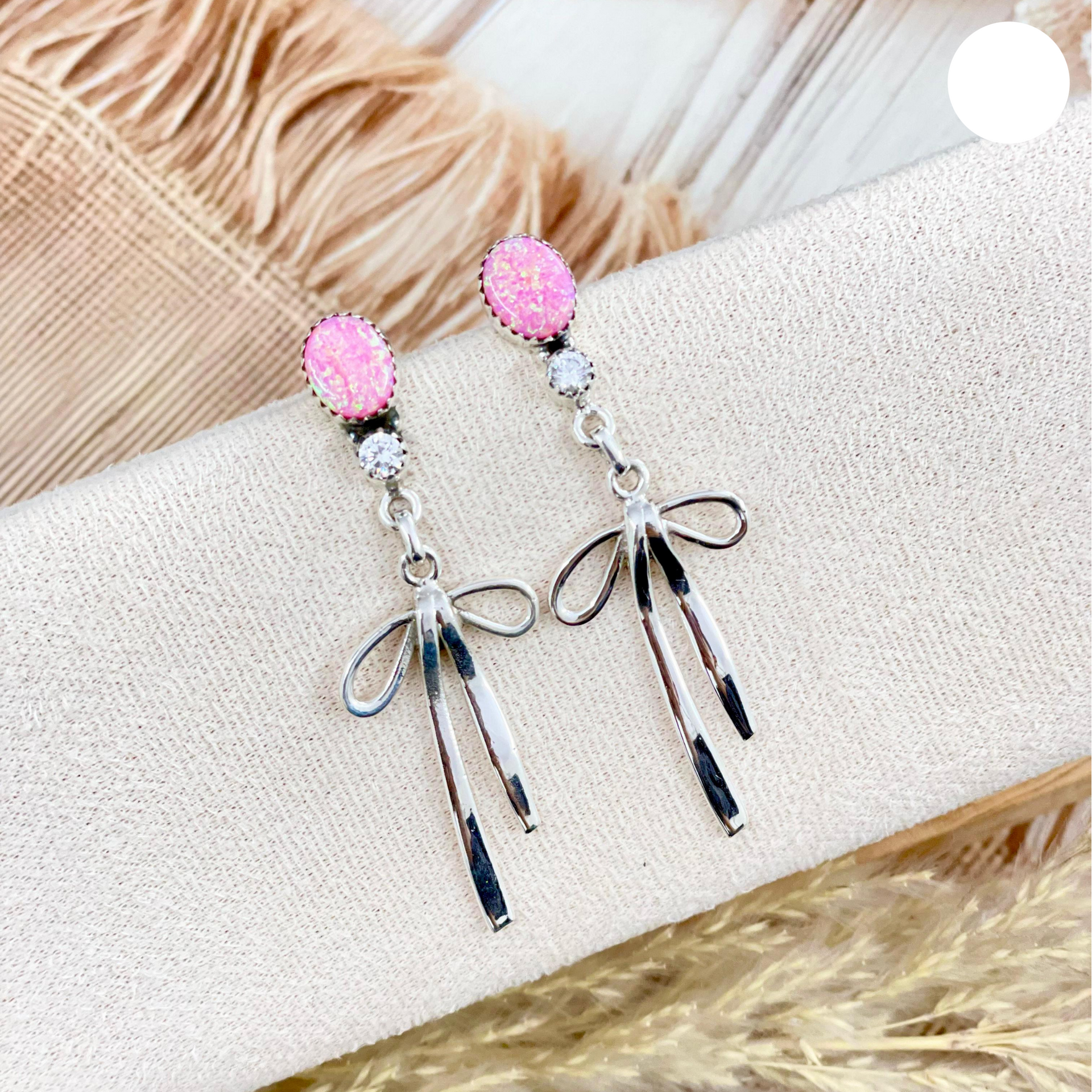 Multi Stone & Bow Sterling Silver Earrings-Stud Earrings-Krush Kandy, Women's Online Fashion Boutique Located in Phoenix, Arizona (Scottsdale Area)