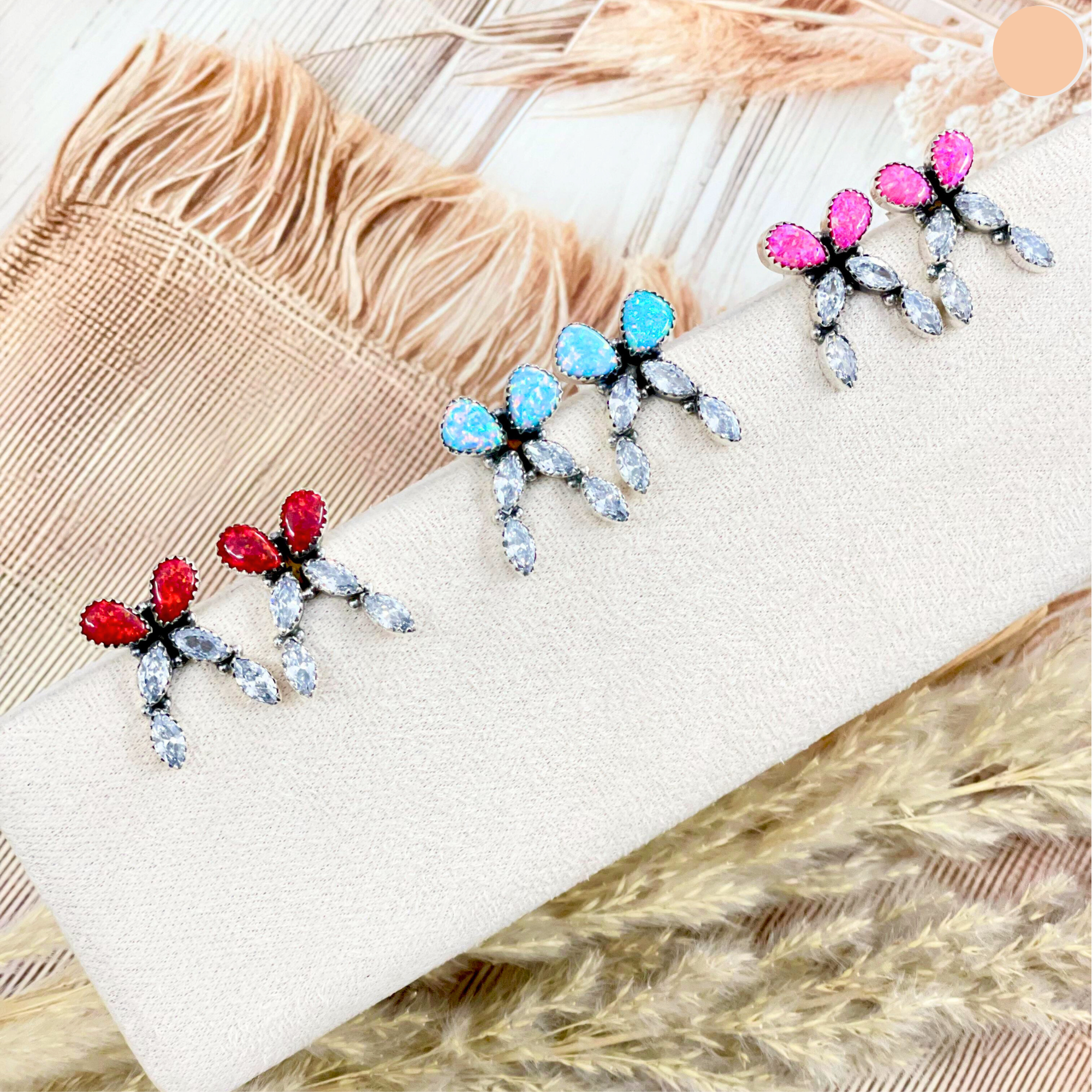 Multi Stone & Crystal Bow Sterling Earrings-Stud Earrings-Krush Kandy, Women's Online Fashion Boutique Located in Phoenix, Arizona (Scottsdale Area)