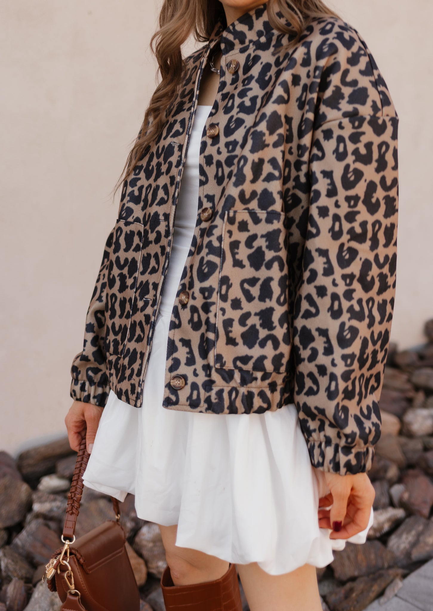 Leopard Bomber Outwear Jacket-Tops-Krush Kandy, Women's Online Fashion Boutique Located in Phoenix, Arizona (Scottsdale Area)