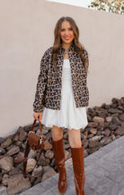 Leopard Bomber Outwear Jacket-Tops-Krush Kandy, Women's Online Fashion Boutique Located in Phoenix, Arizona (Scottsdale Area)