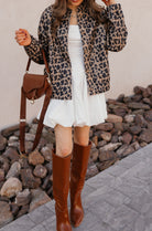 Leopard Bomber Outwear Jacket-Tops-Krush Kandy, Women's Online Fashion Boutique Located in Phoenix, Arizona (Scottsdale Area)