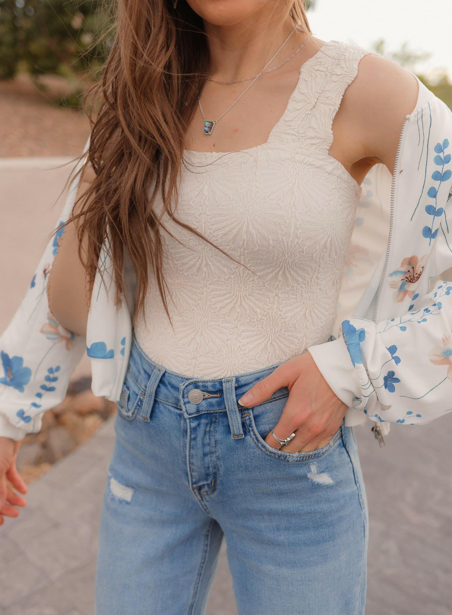 Floral Textured Knit Tank Top-Tanks-Krush Kandy, Women's Online Fashion Boutique Located in Phoenix, Arizona (Scottsdale Area)