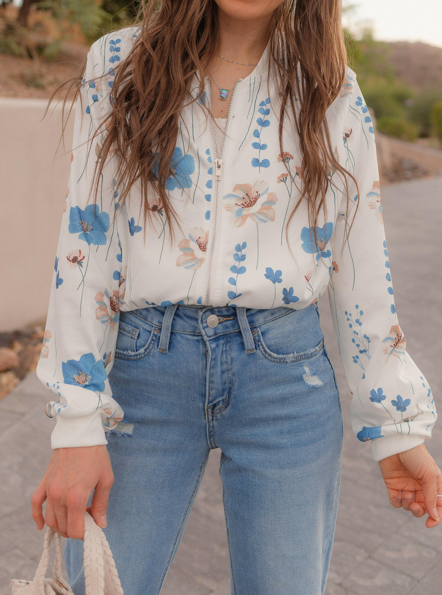 Spring Breeze Floral Bomber Jacket-Jackets-Krush Kandy, Women's Online Fashion Boutique Located in Phoenix, Arizona (Scottsdale Area)