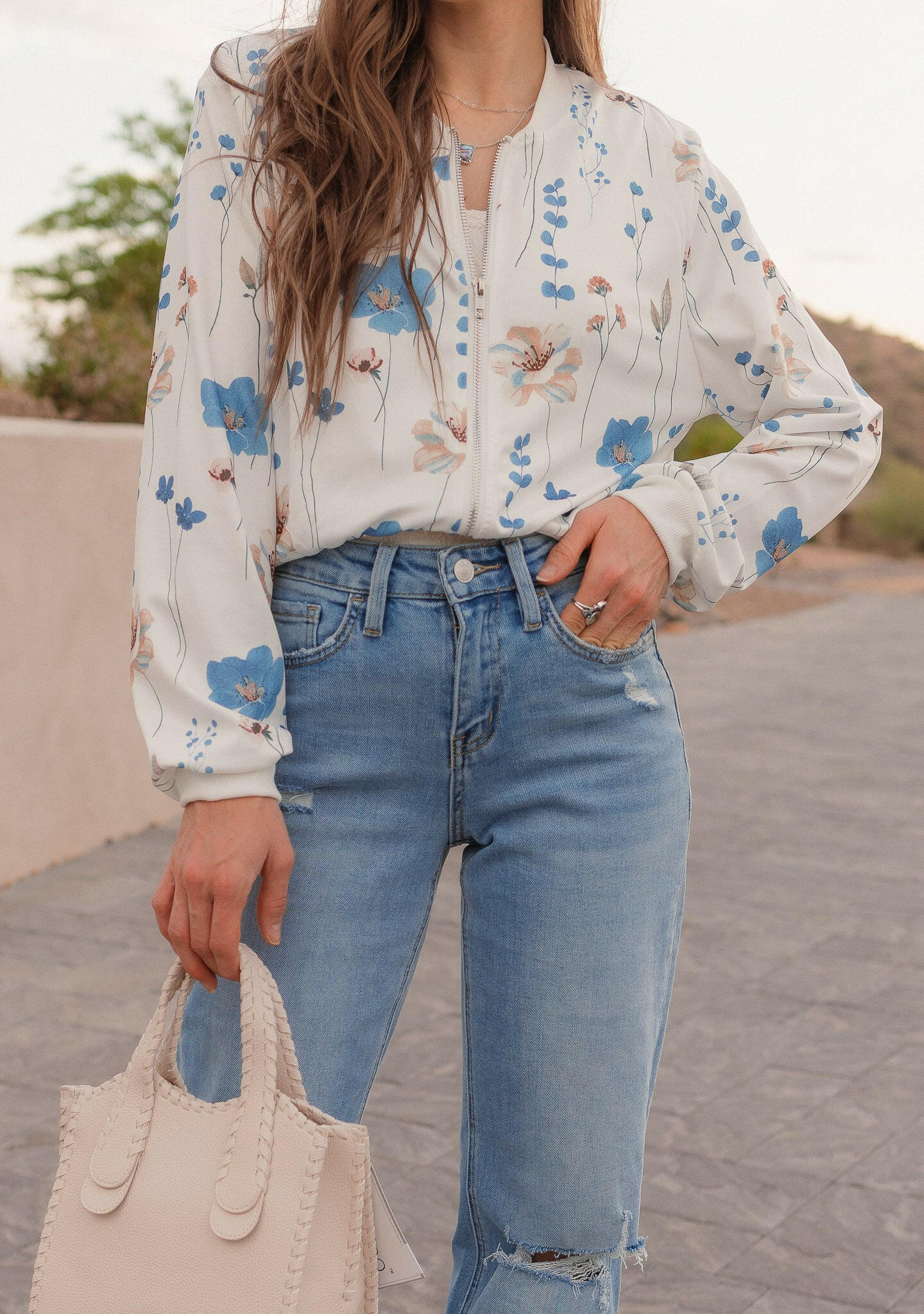 Spring Breeze Floral Bomber Jacket-Jackets-Krush Kandy, Women's Online Fashion Boutique Located in Phoenix, Arizona (Scottsdale Area)