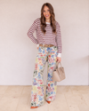 Printed Wide Leg Denim Pants