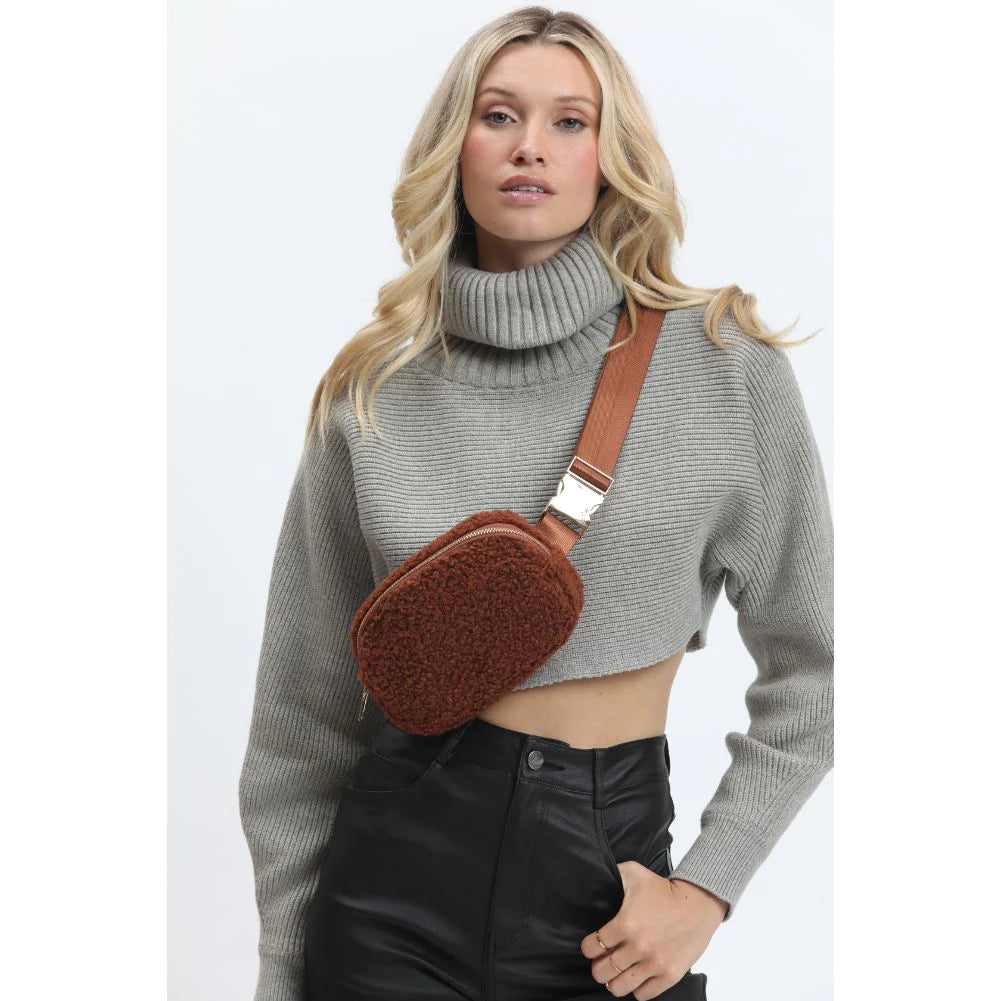 Sherpa Lined Crossbody Sling Belt Bag-Purses & Bags-Krush Kandy, Women's Online Fashion Boutique Located in Phoenix, Arizona (Scottsdale Area)