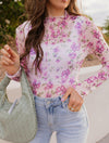 Delicate Floral Mesh Long Sleeve Top-Long Sleeve Tops-Krush Kandy, Women's Online Fashion Boutique Located in Phoenix, Arizona (Scottsdale Area)
