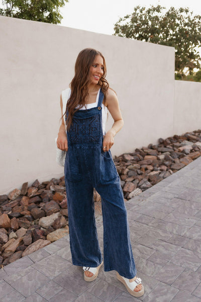 Patched Mineral Wash Pocket Jumpsuit Overall – Krush Kandy