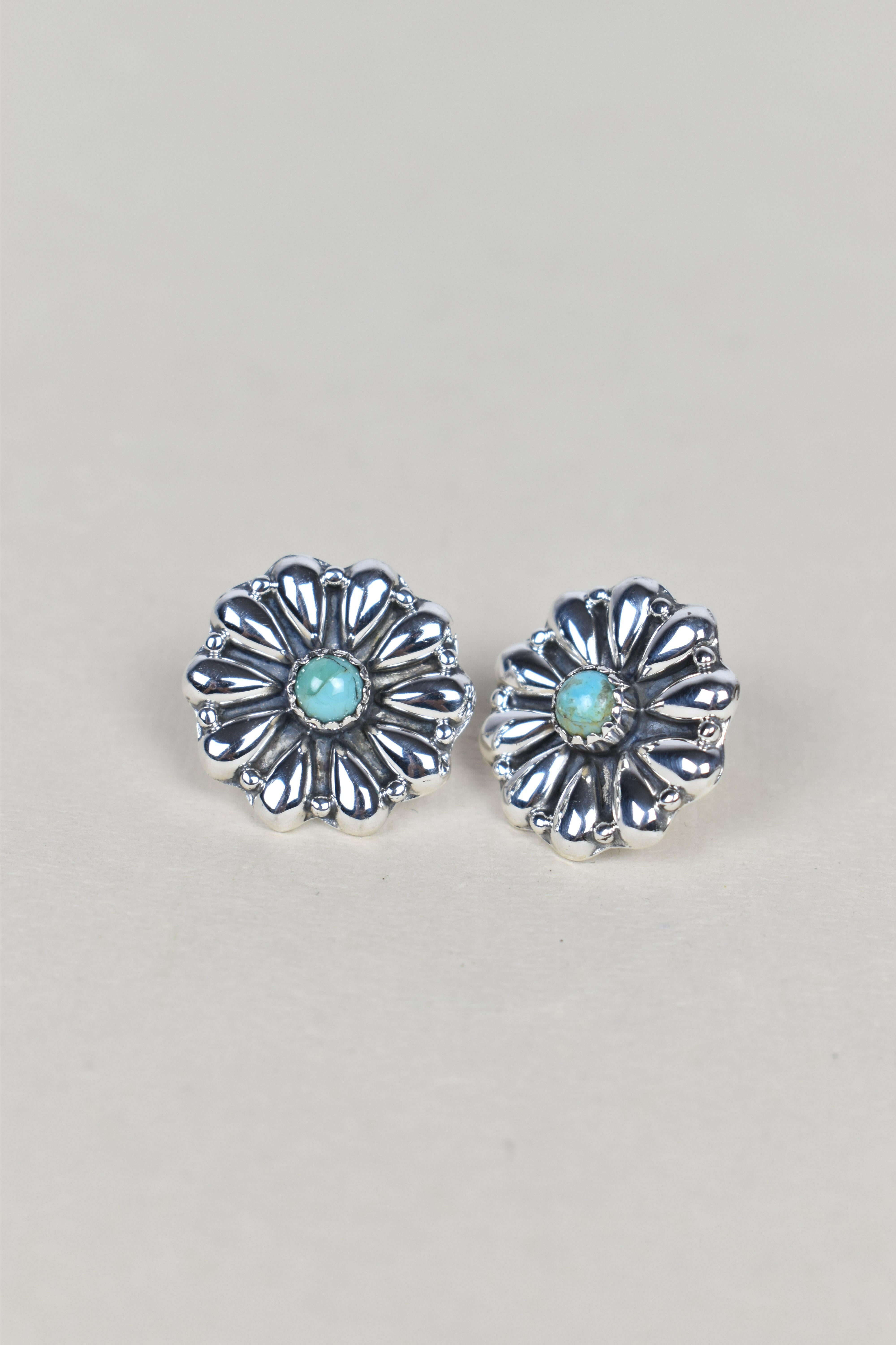 Sterling Silver Daisy Concho Stud Earrings-Stud Earrings-Krush Kandy, Women's Online Fashion Boutique Located in Phoenix, Arizona (Scottsdale Area)