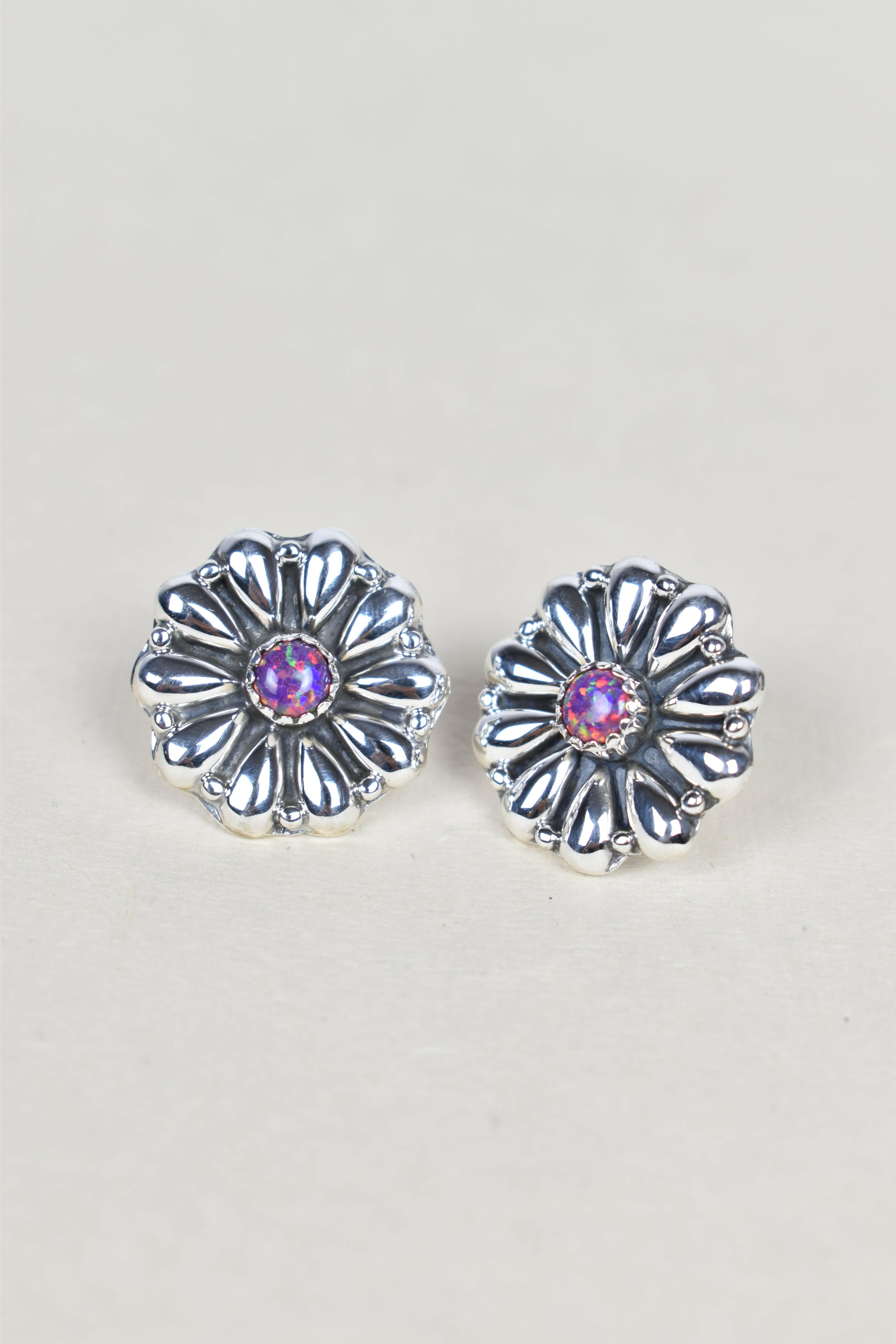 Sterling Silver Daisy Concho Stud Earrings-Stud Earrings-Krush Kandy, Women's Online Fashion Boutique Located in Phoenix, Arizona (Scottsdale Area)