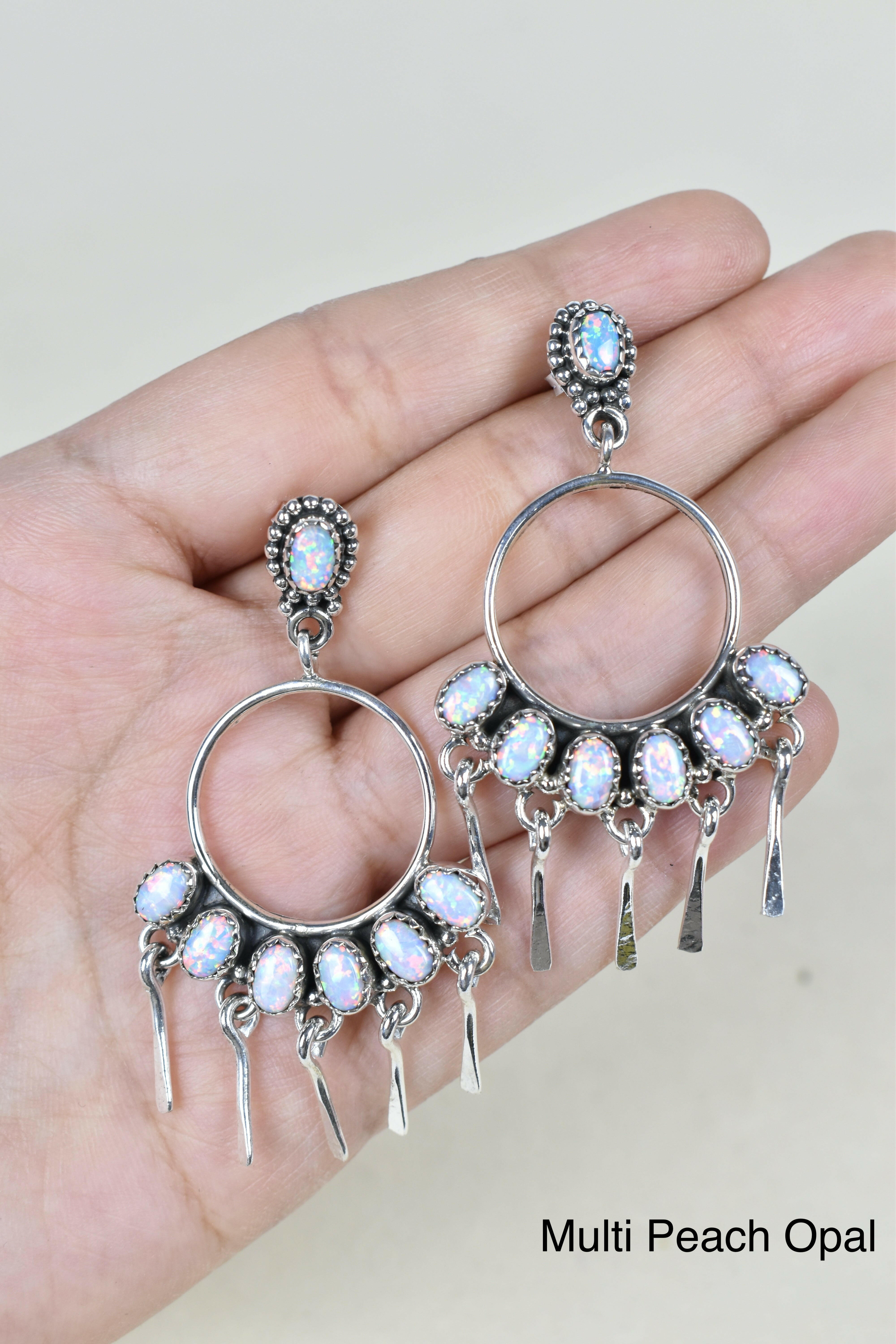 7 Jewel Hoop Studded Dangle Earring-Drop Earrings-Krush Kandy, Women's Online Fashion Boutique Located in Phoenix, Arizona (Scottsdale Area)