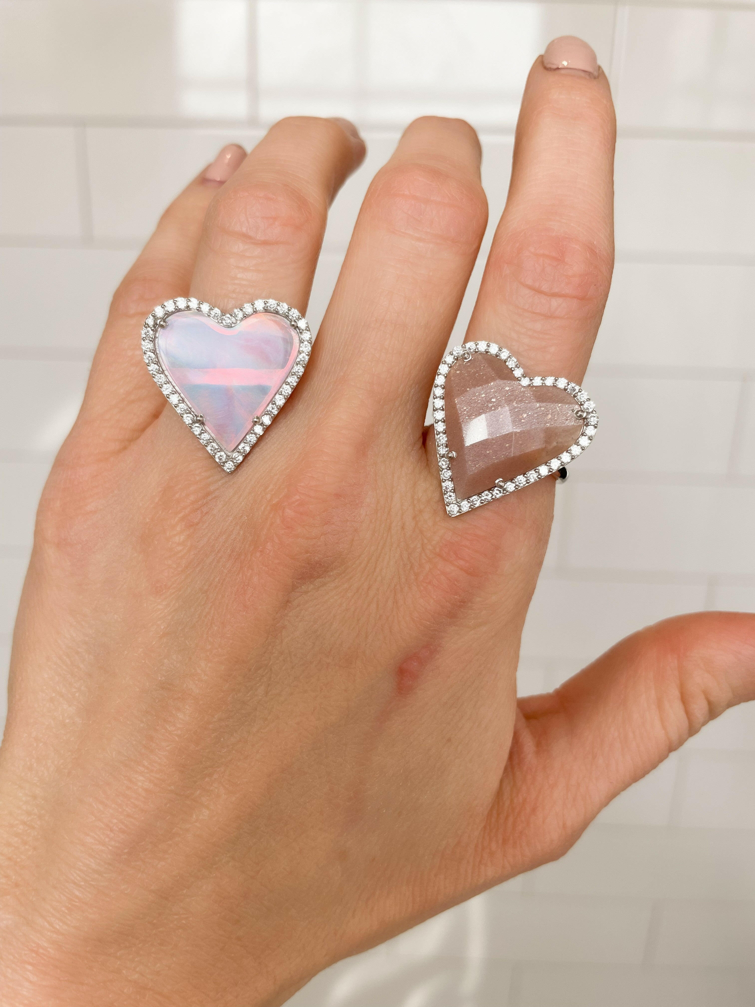 Love You Always CZ Stone Heart Ring-Band Rings-Krush Kandy, Women's Online Fashion Boutique Located in Phoenix, Arizona (Scottsdale Area)