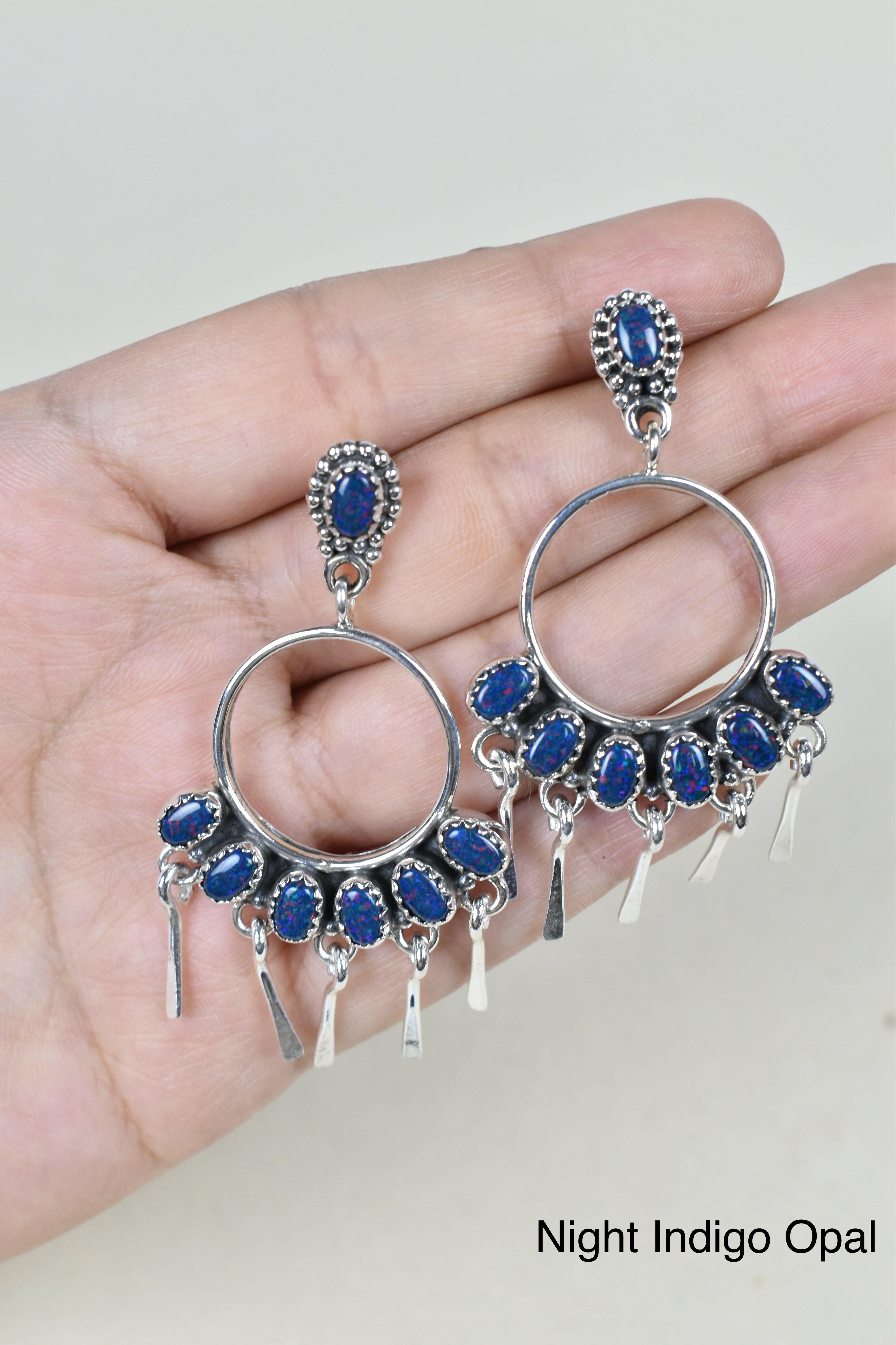 7 Jewel Hoop Studded Dangle Earring-Drop Earrings-Krush Kandy, Women's Online Fashion Boutique Located in Phoenix, Arizona (Scottsdale Area)