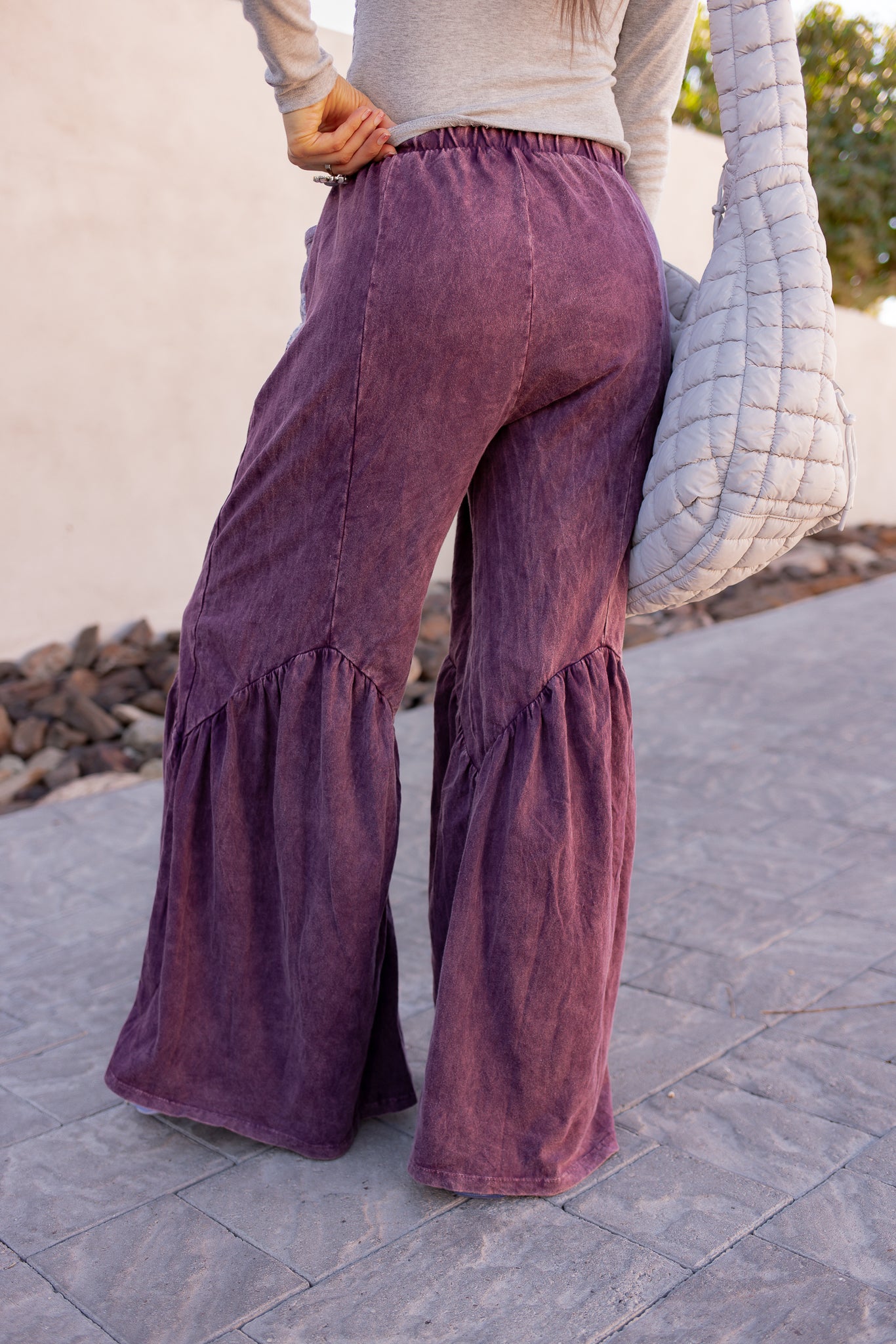 J.HER Mineral Washed Cotton Print Pocket Wide-Leg Flare Pants | S-XL-Pants-Krush Kandy, Women's Online Fashion Boutique Located in Phoenix, Arizona (Scottsdale Area)