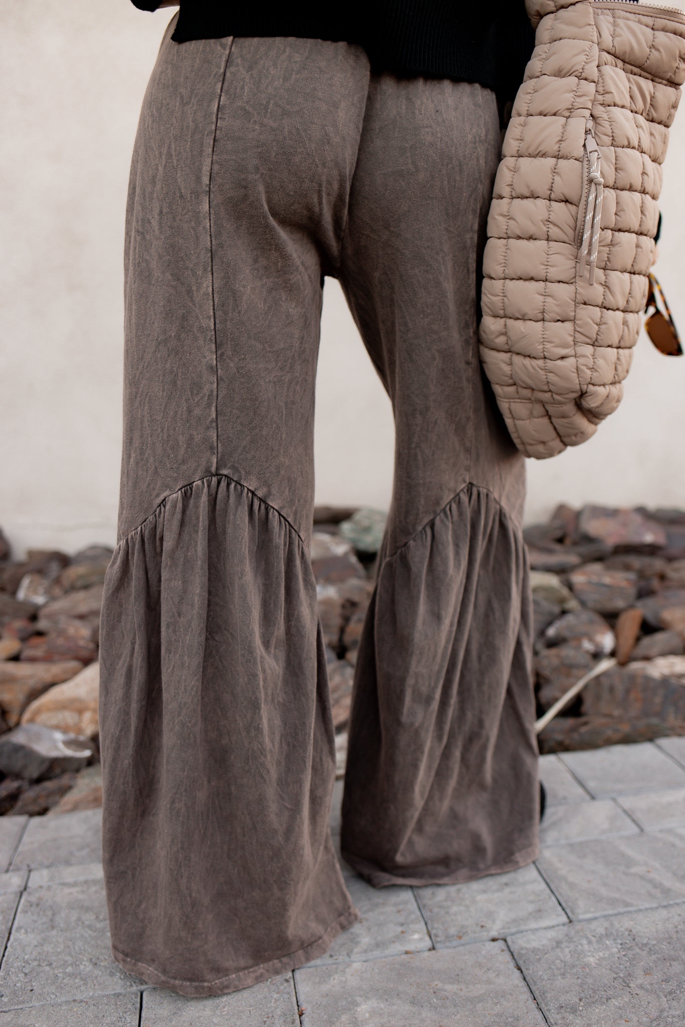 J.HER Mineral Washed Cotton Print Pocket Wide-Leg Flare Pants | S-XL-Pants-Krush Kandy, Women's Online Fashion Boutique Located in Phoenix, Arizona (Scottsdale Area)