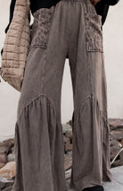 J.HER Mineral Washed Cotton Print Pocket Wide-Leg Flare Pants | S-XL-Pants-Krush Kandy, Women's Online Fashion Boutique Located in Phoenix, Arizona (Scottsdale Area)