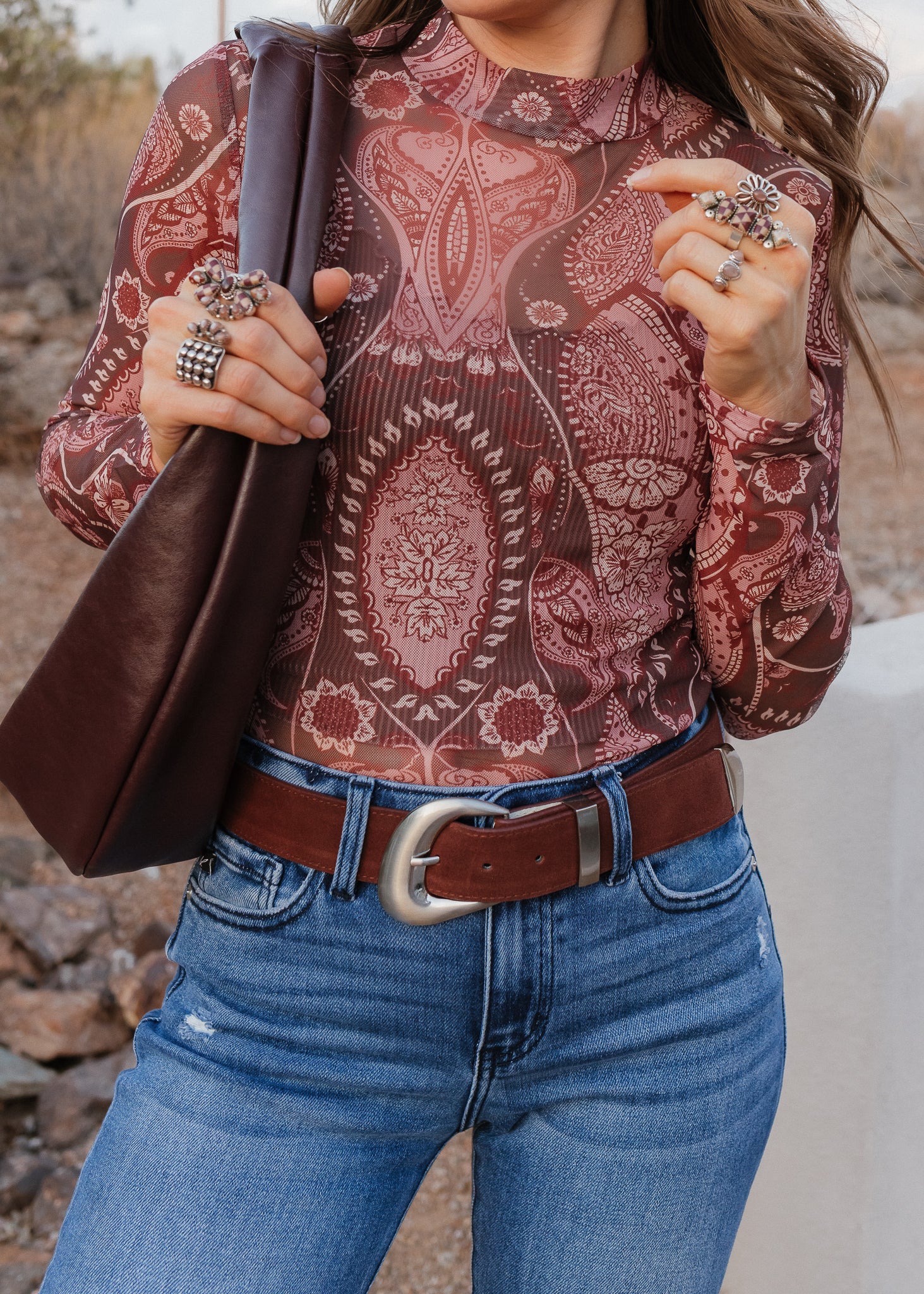 Paisley Print Long Sleeve Top-Tops-Krush Kandy, Women's Online Fashion Boutique Located in Phoenix, Arizona (Scottsdale Area)