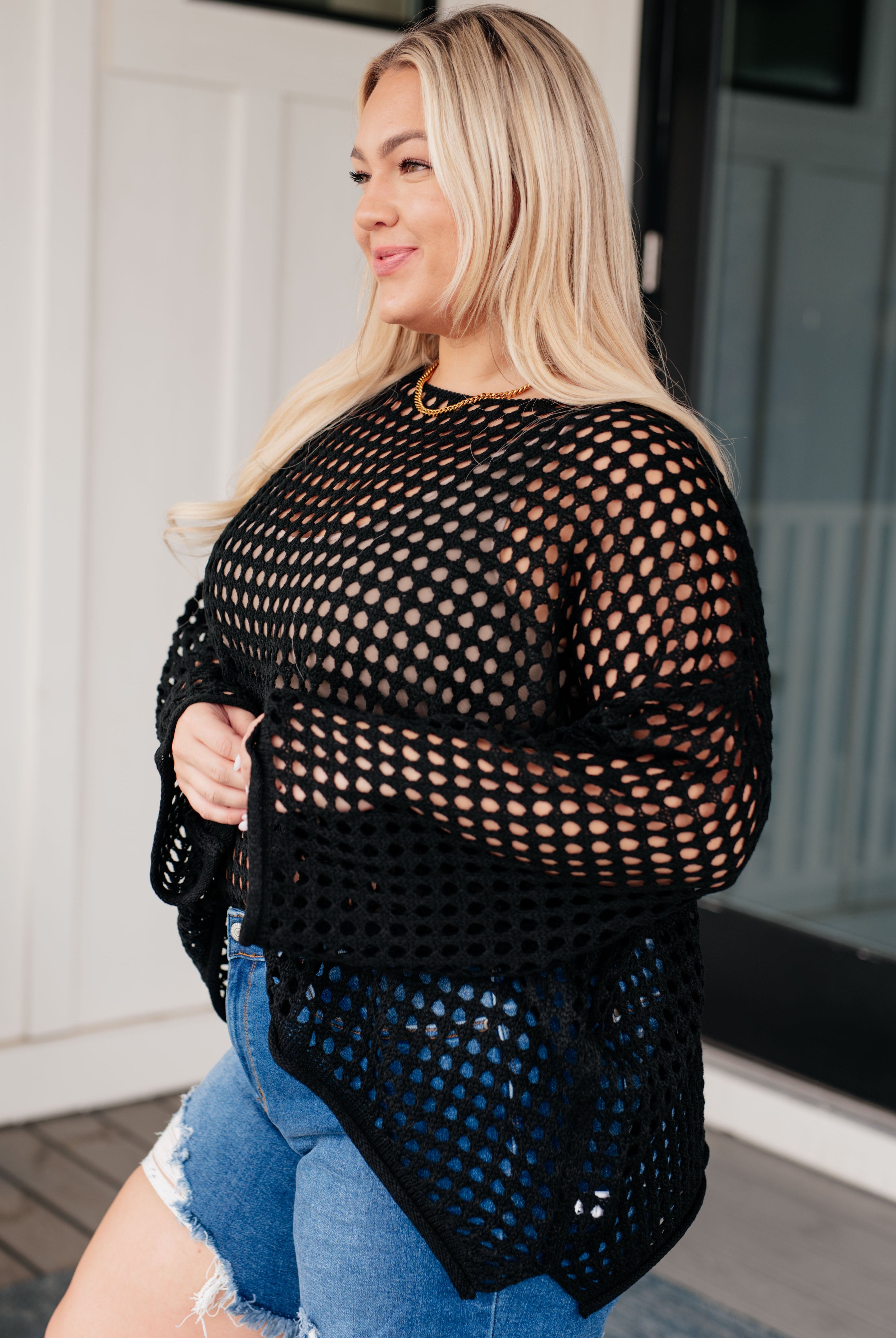 Ask Anyway Fishnet Sweater-Sweaters-Krush Kandy, Women's Online Fashion Boutique Located in Phoenix, Arizona (Scottsdale Area)