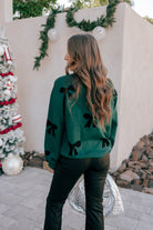 Pearl Embellished Bow Pattern Loose Sweater-Sweater-Krush Kandy, Women's Online Fashion Boutique Located in Phoenix, Arizona (Scottsdale Area)